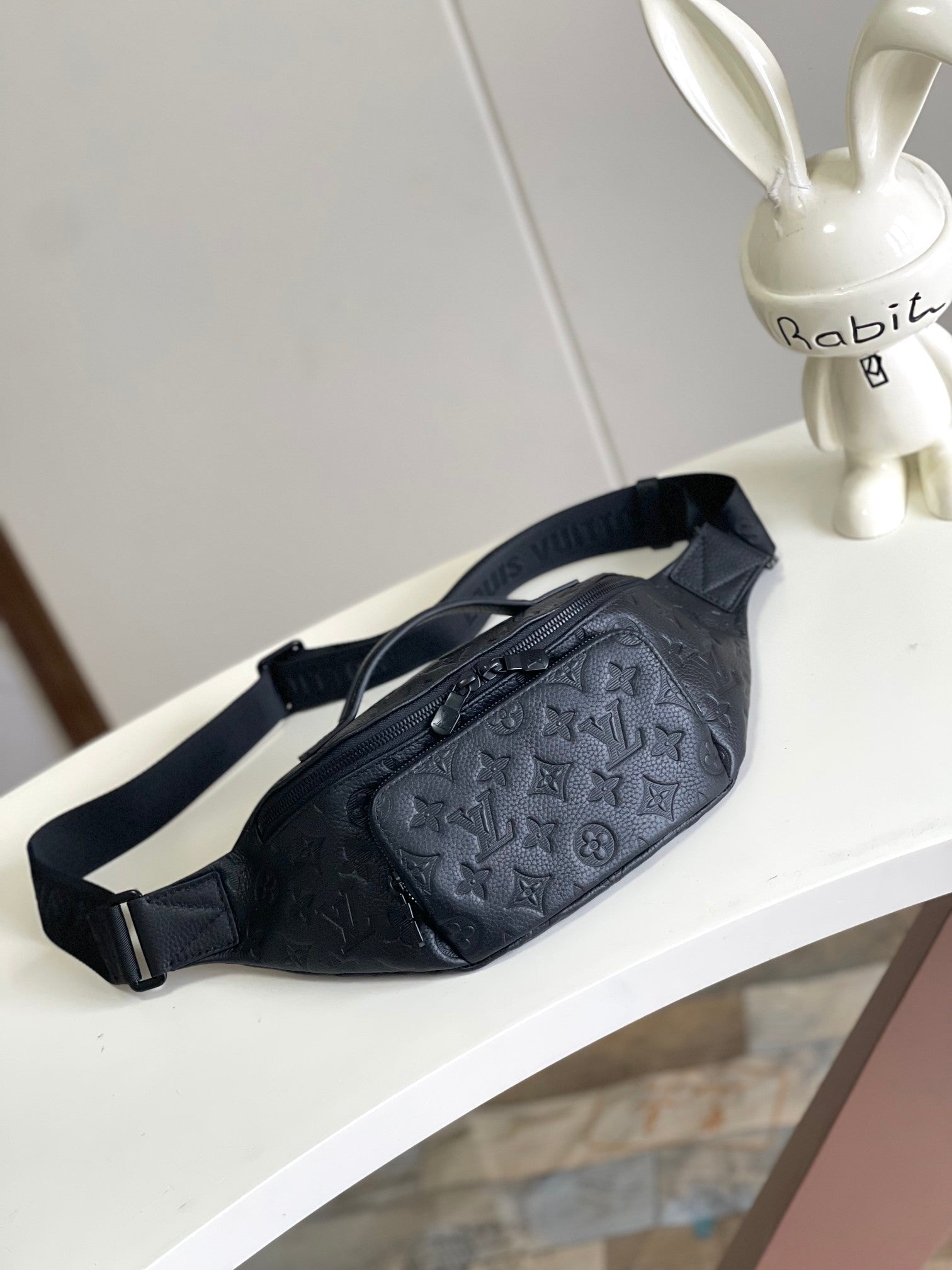 Louis Vuitton Black Embossed Monogram Leather Waist Bag Fanny Pack