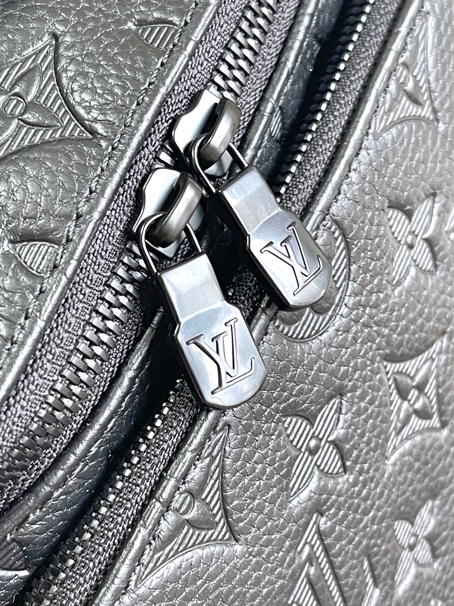 Louis Vuitton Black Embossed Monogram Leather Waist Bag Fanny Pack