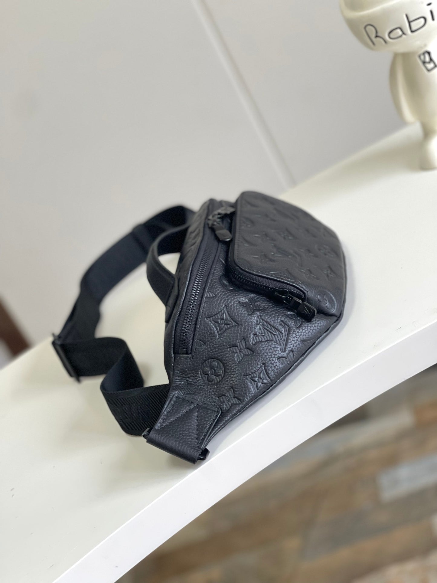 Louis Vuitton Black Embossed Monogram Leather Waist Bag Fanny Pack