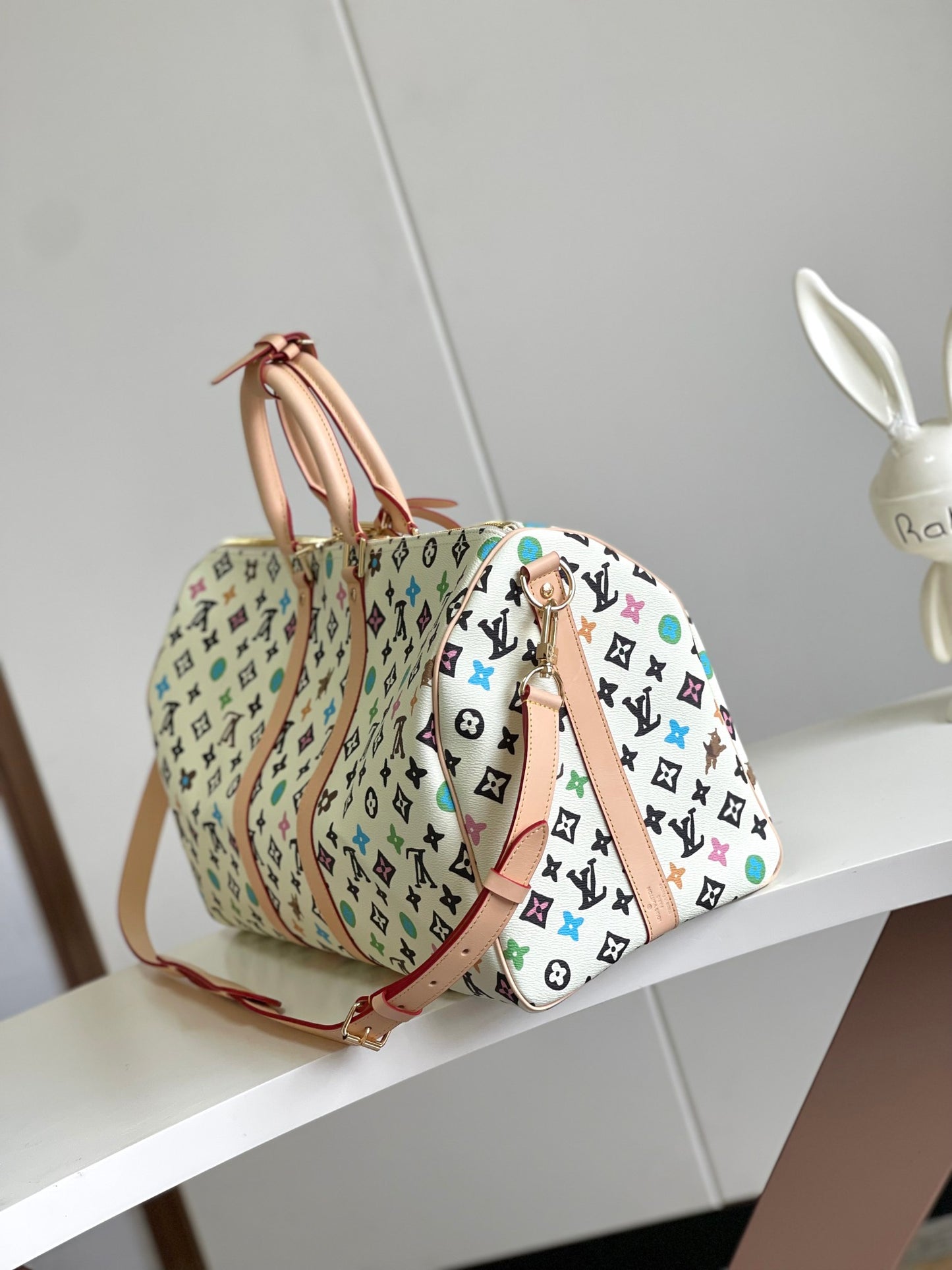 Louis Vuitton Multicolor Monogram Canvas Travel Duffle Bag with Leather Trim