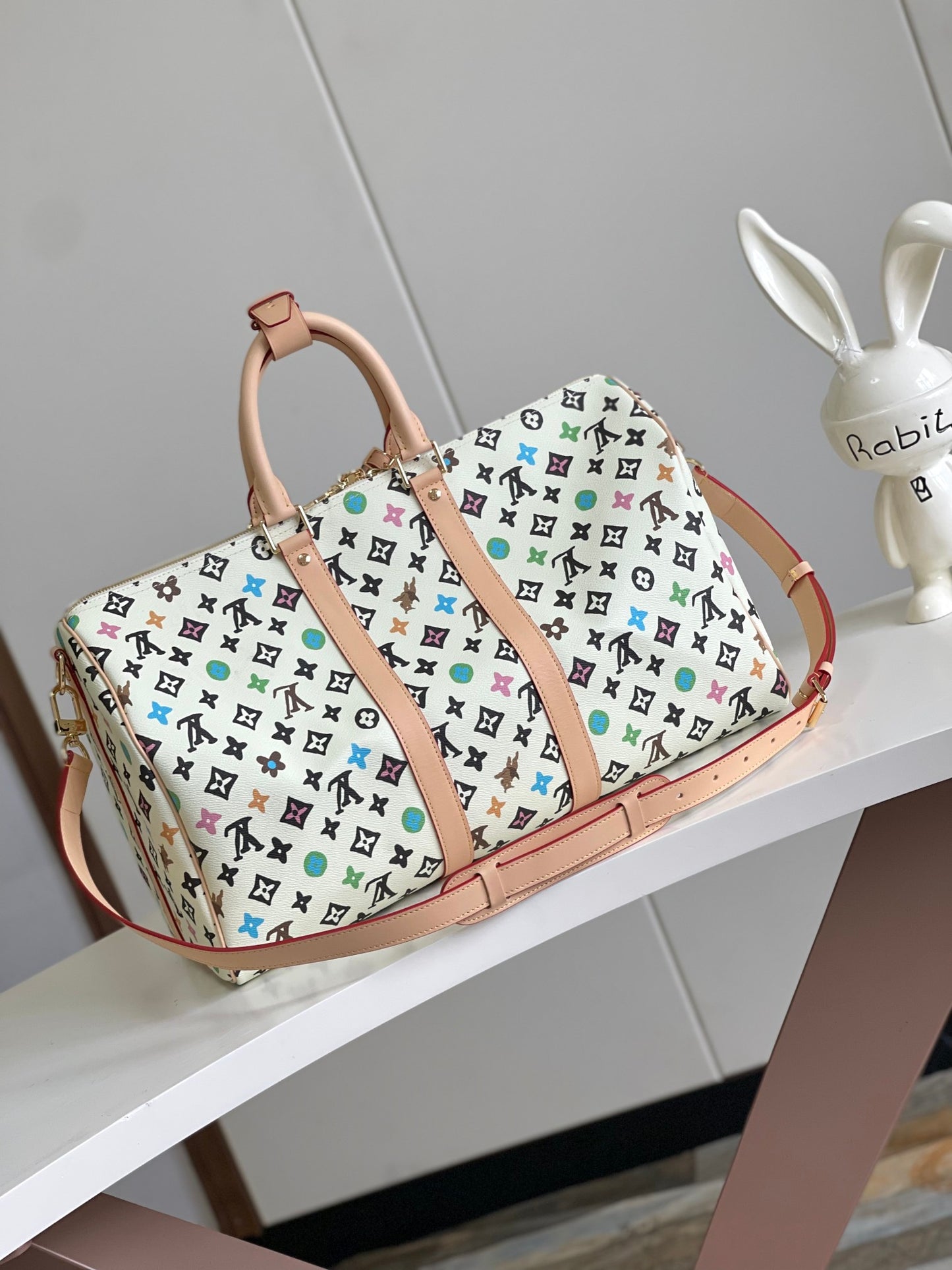 Louis Vuitton Multicolor Monogram Canvas Travel Duffle Bag with Leather Trim