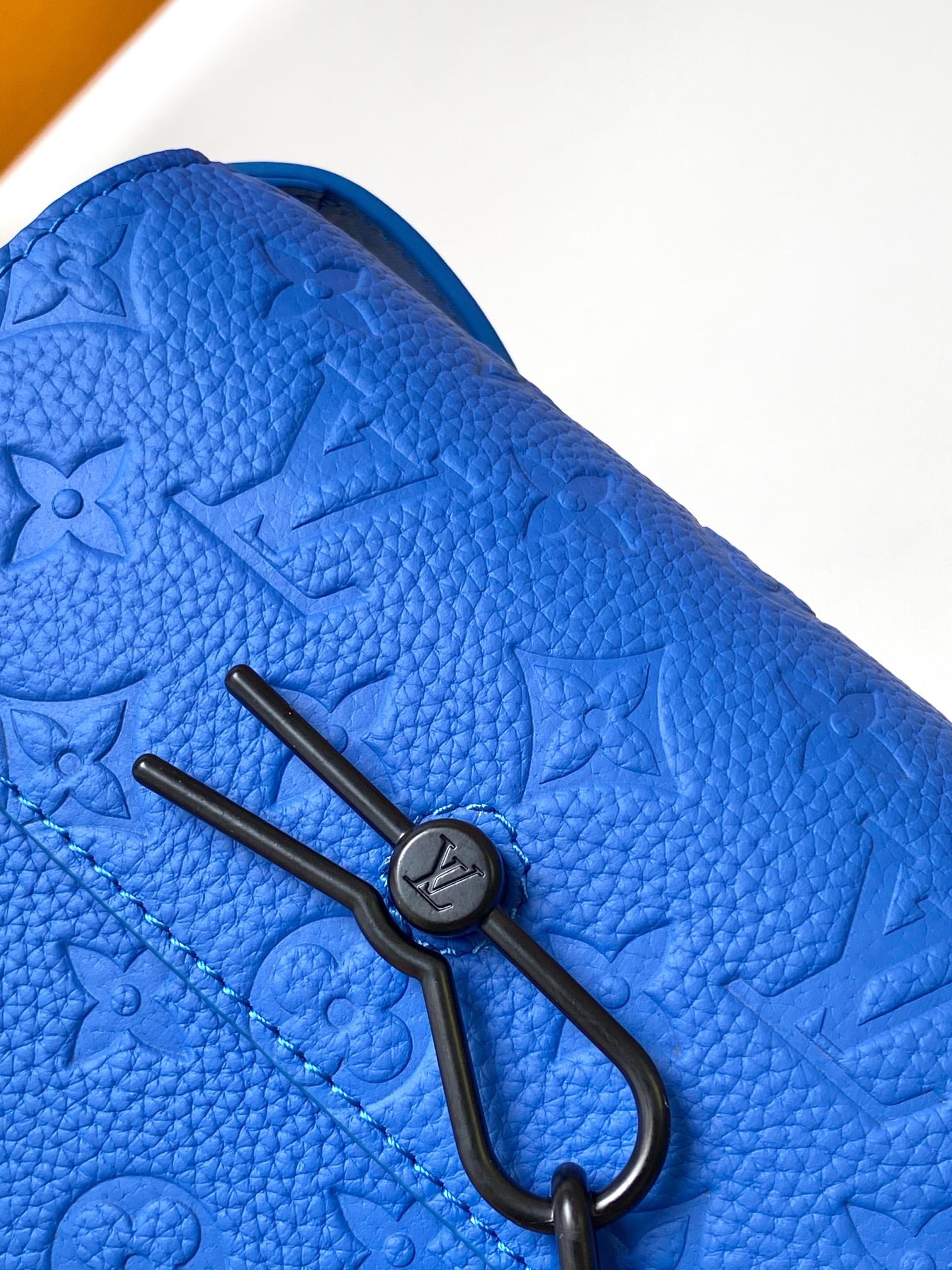 Louis Vuitton Royal Blue Embossed Leather Crossbody Shoulder Bag with Black Chain