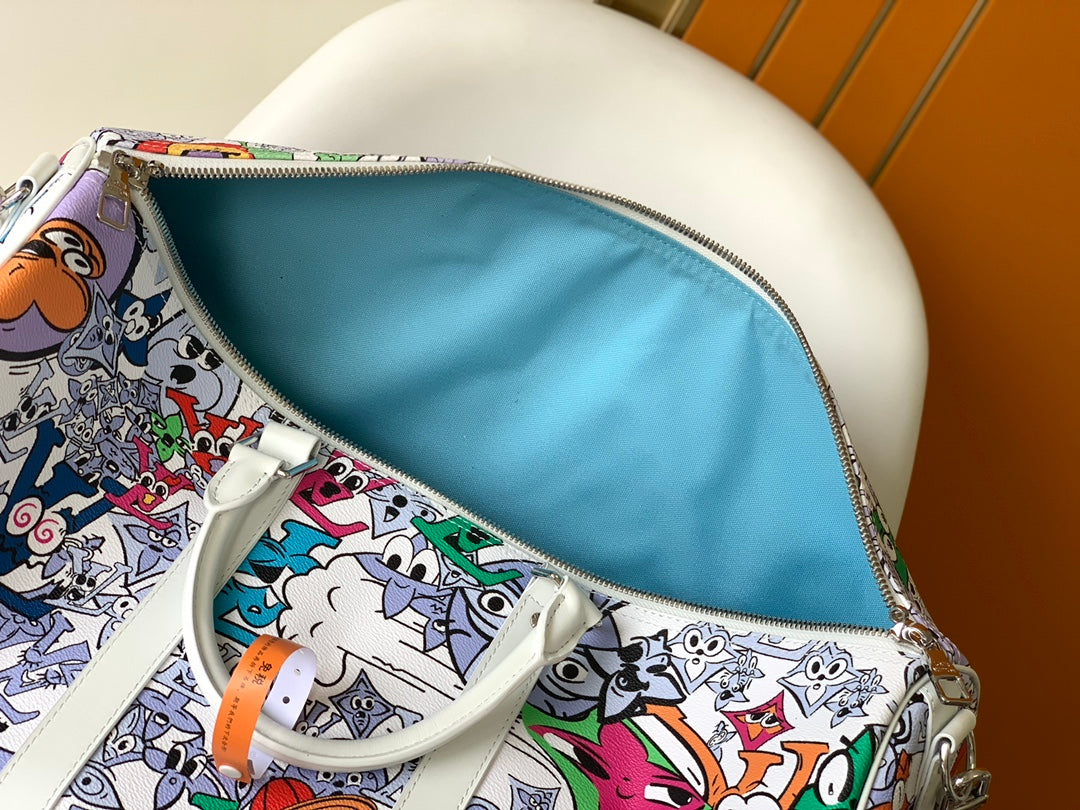 Louis Vuitton Keepall Bandoulière 50 LV Friends White Virgil Abloh