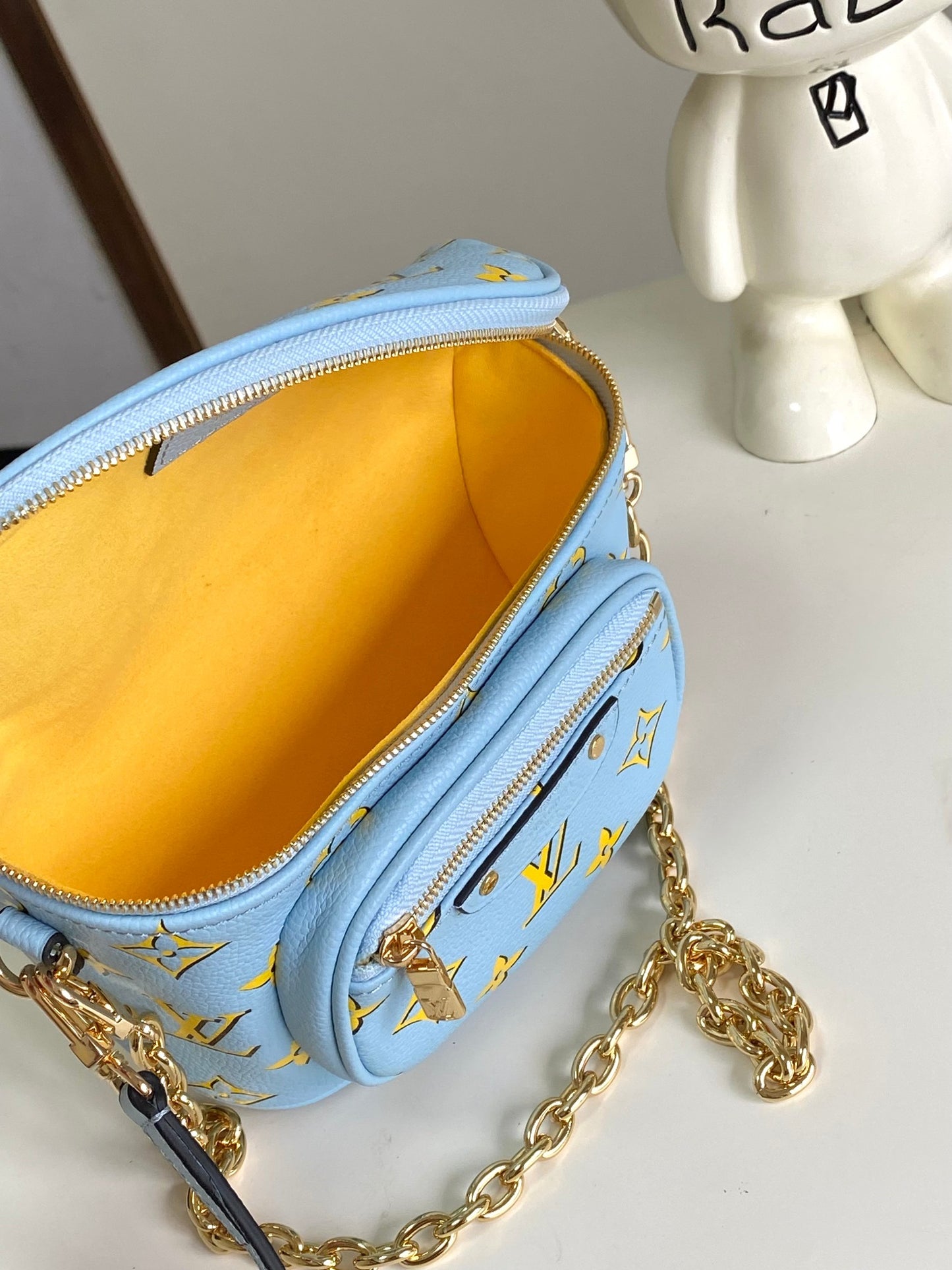 Louis Vuitton Mini Bumbag - Monogram Empreinte Leather - Light Blue & Yellow