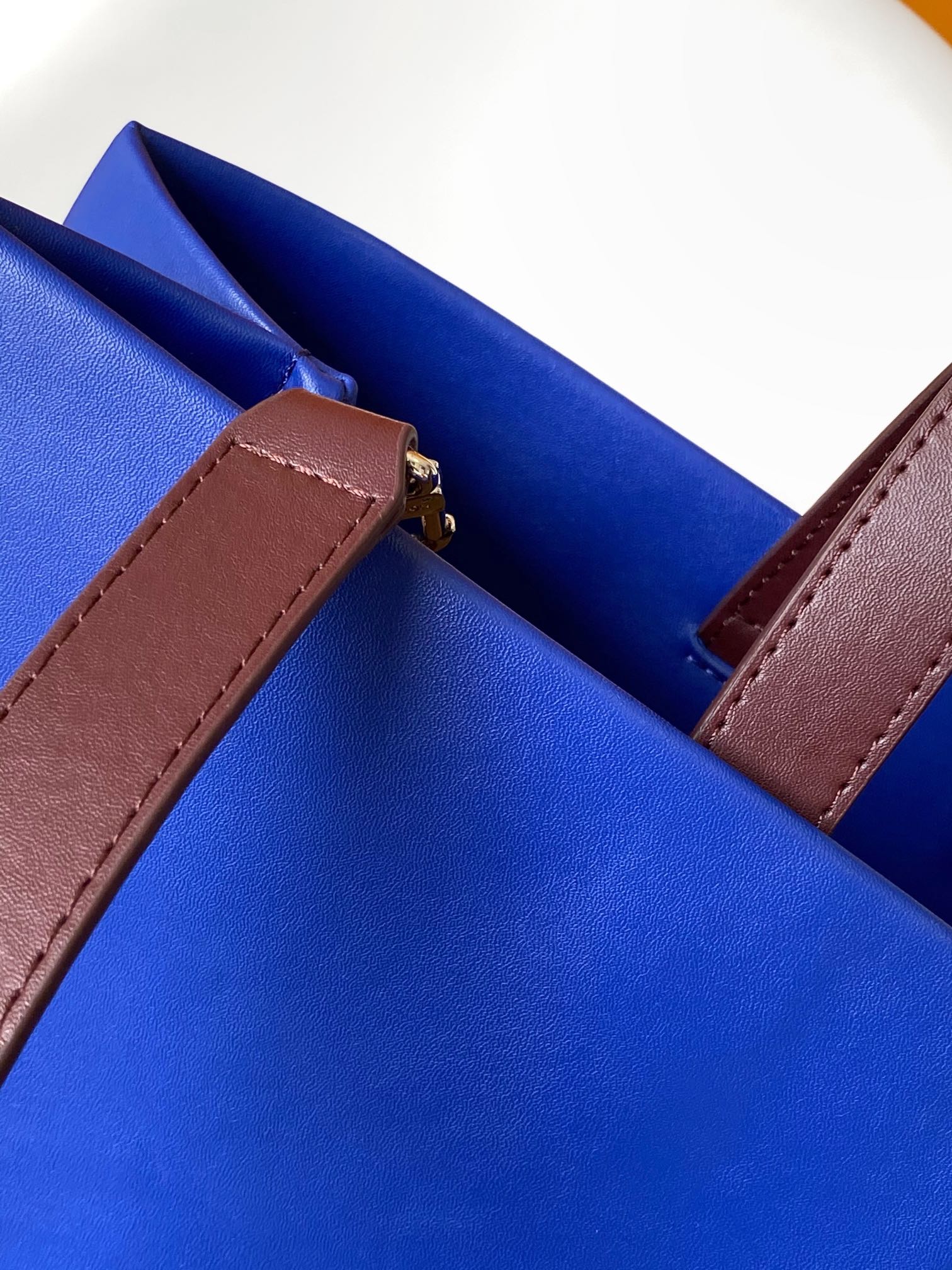 Louis Vuitton Structured Royal Blue Leather Tote Bag with Contrast Top Handles