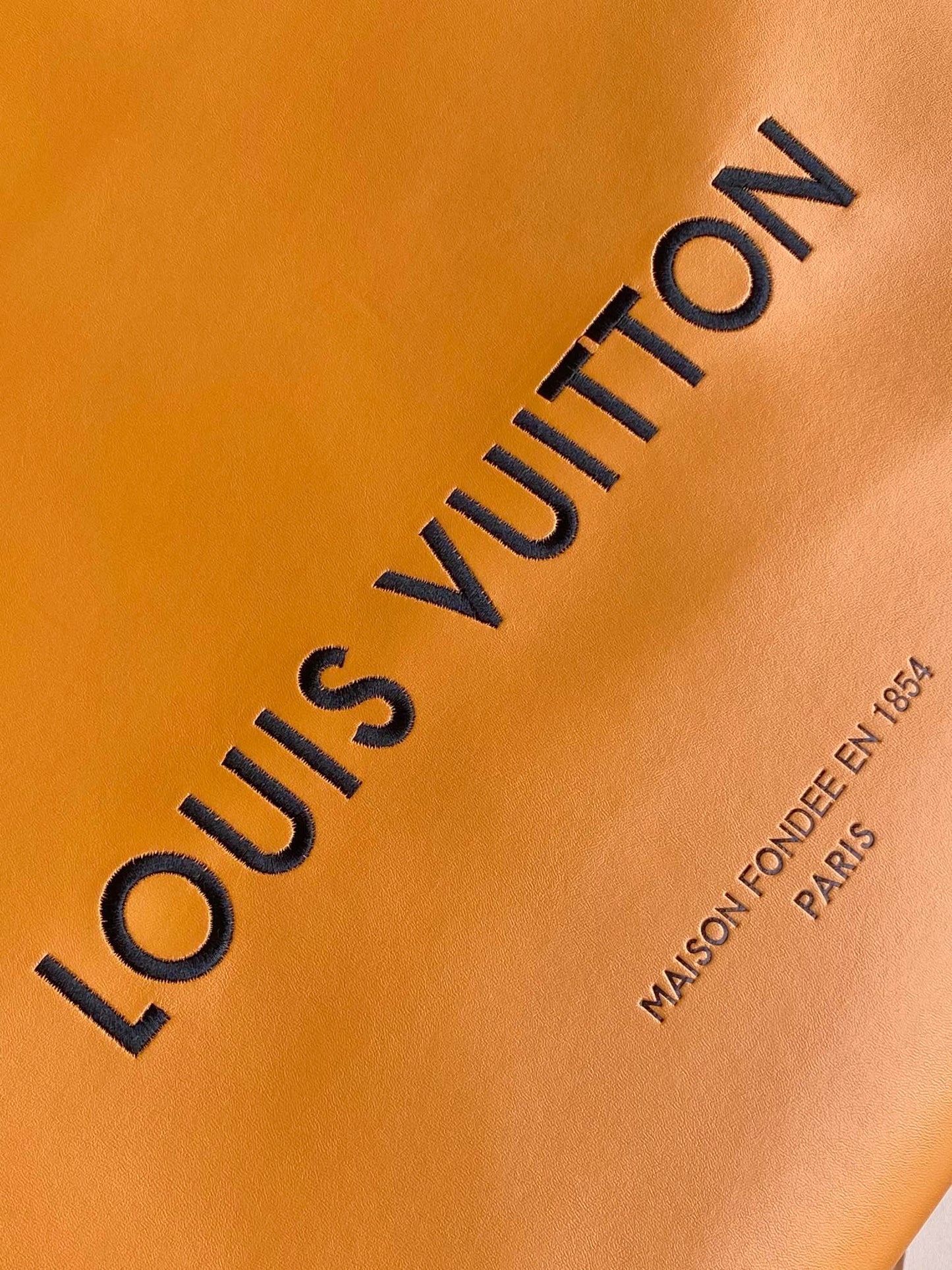 Louis Vuitton Luxury Orange Paper Shopping Bag with Blue Handles