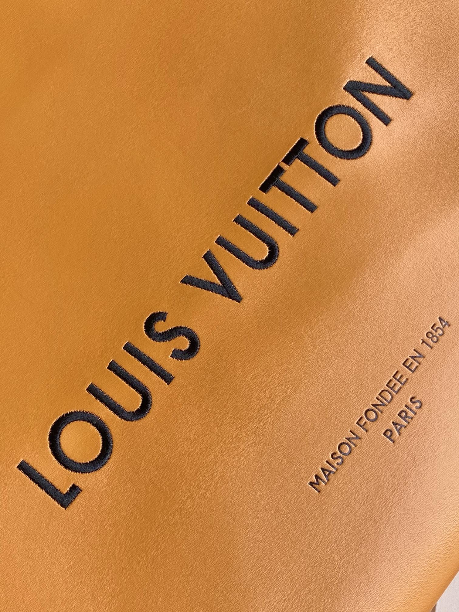 Louis Vuitton Luxury Orange Paper Shopping Bag with Blue Handles