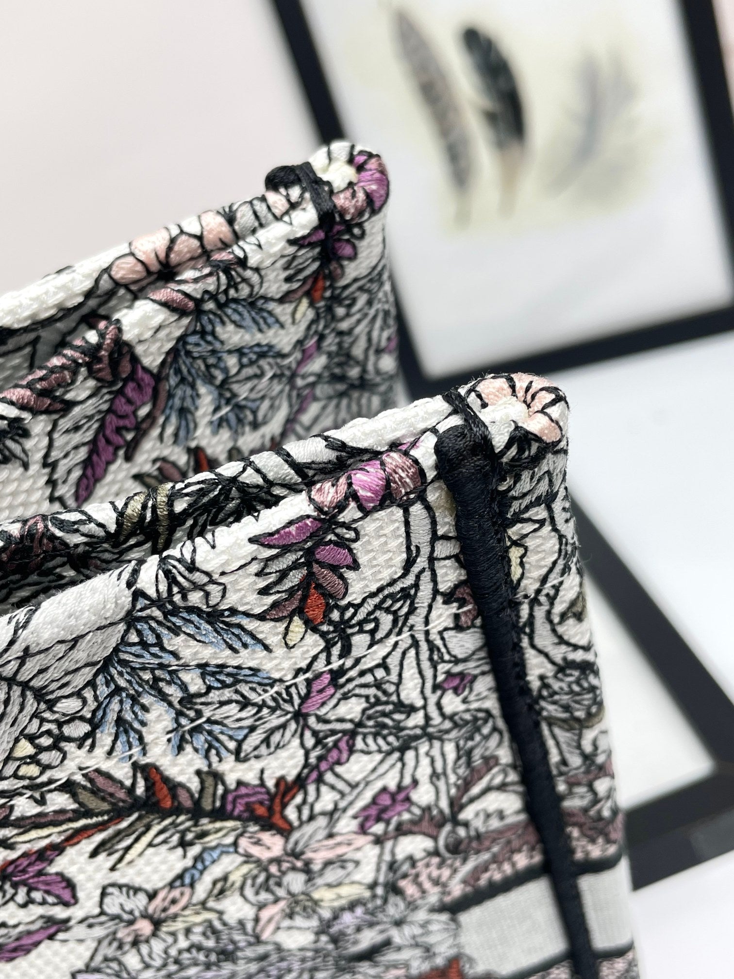 Christian Dior Embroidered Book Tote Bag - Floral Pattern