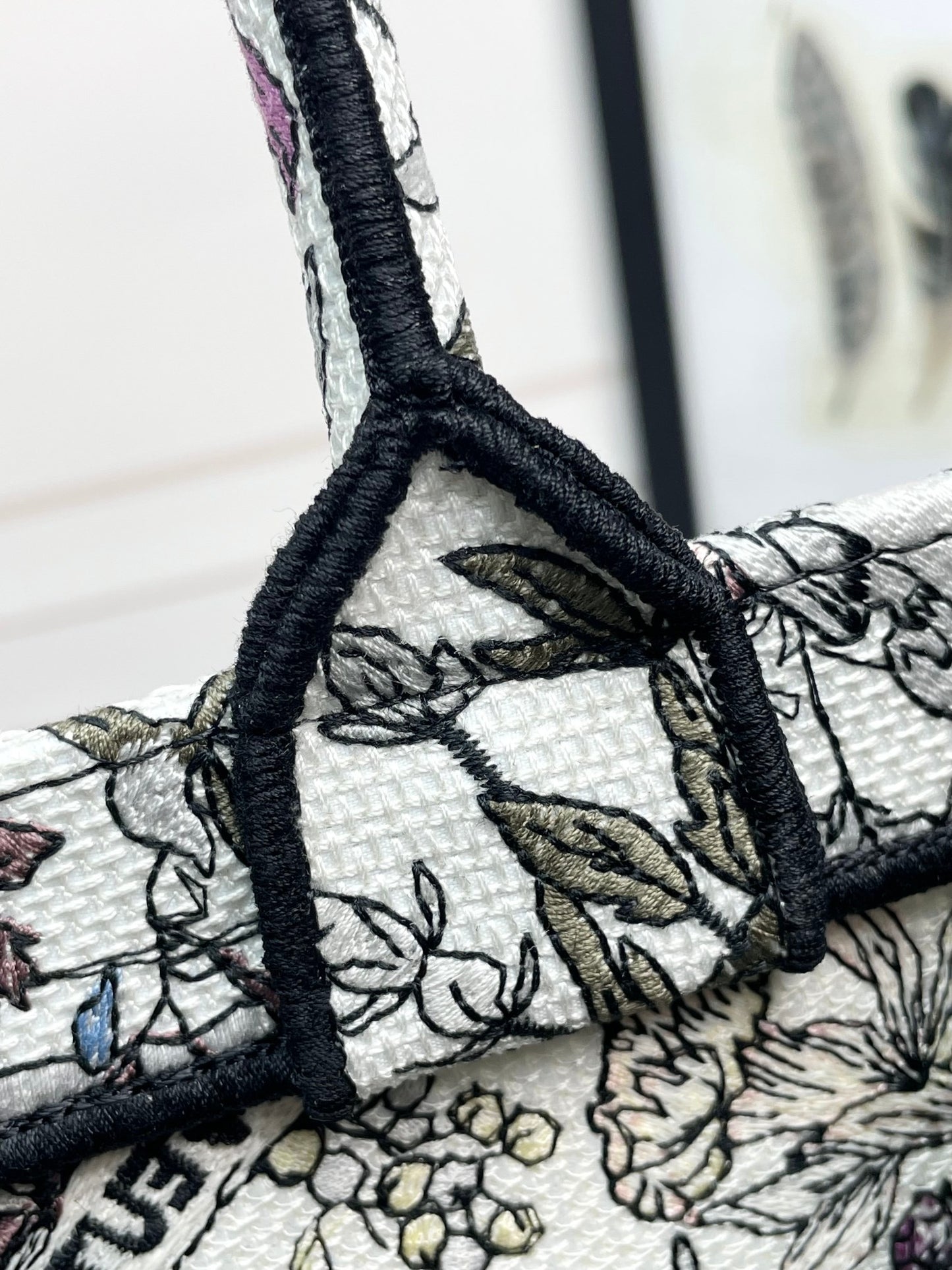 Dior Vintage Inspired Nature Scene Embroidered Large Shoulder Tote Bag