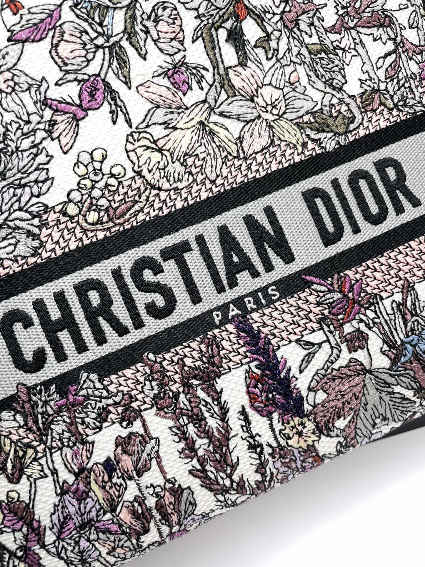 Dior Elegant Floral Embroidered Top Handle Bag with Shoulder Strap