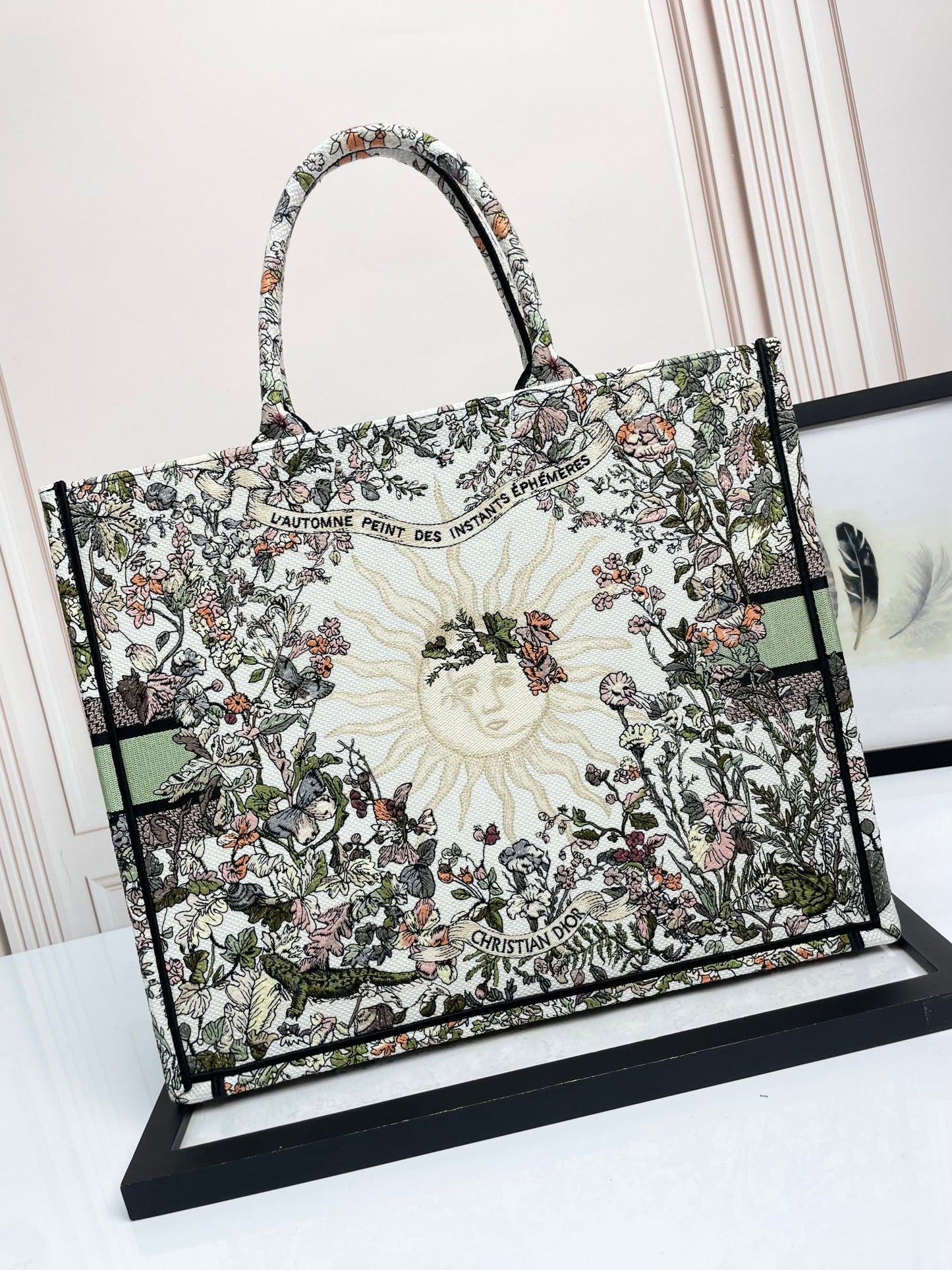 Dior Vintage Botanical Floral Canvas Tote Bag Large Travel Handbag