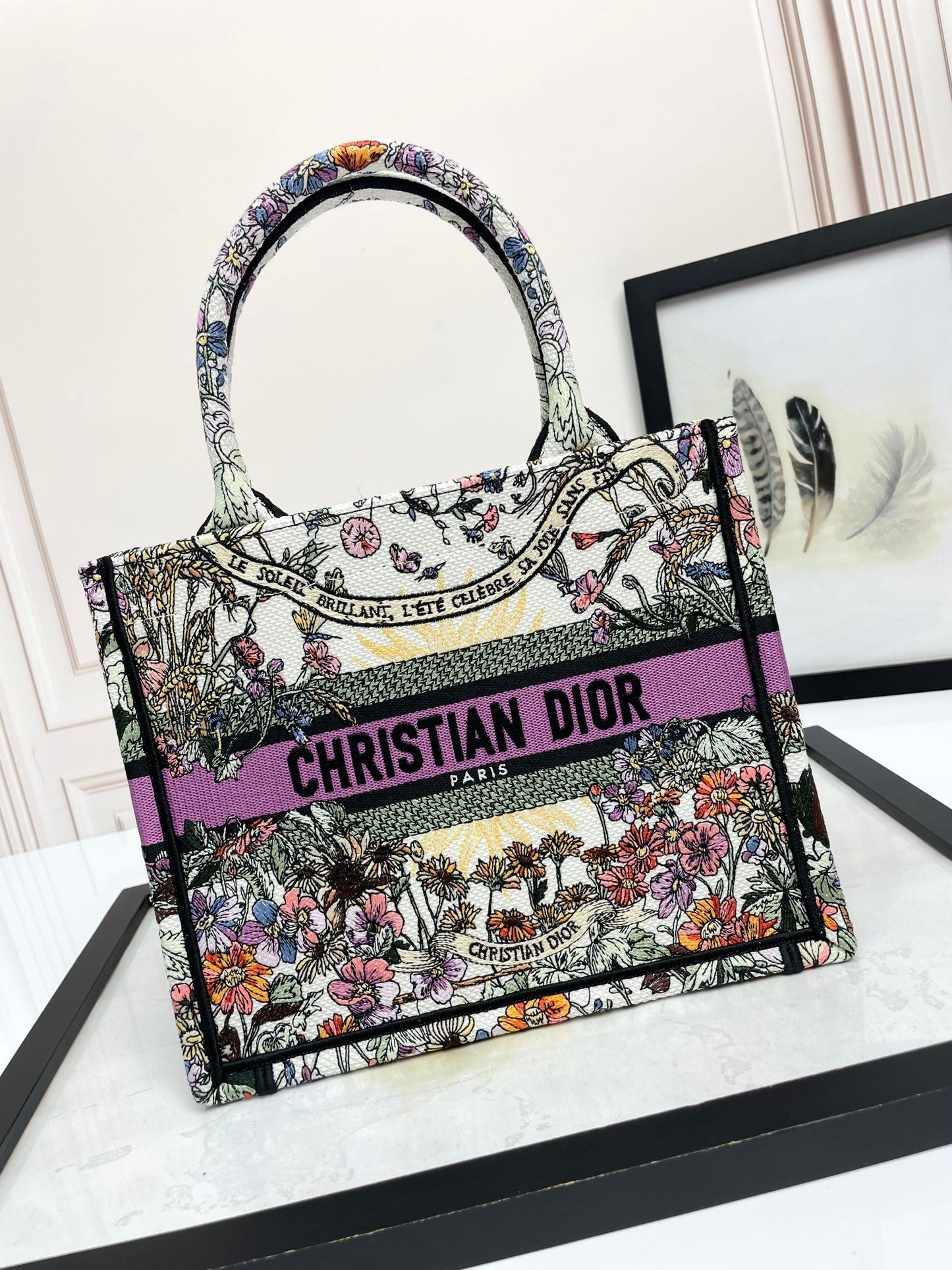 Christian Dior Book Tote Multicolor Floral Embroidered Luxury Handbag