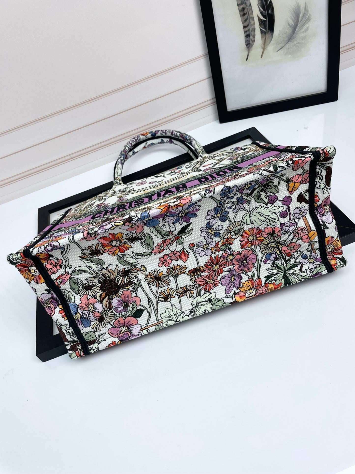 Dior Vintage Floral Canvas Tote Bag Large Shoulder Handbag