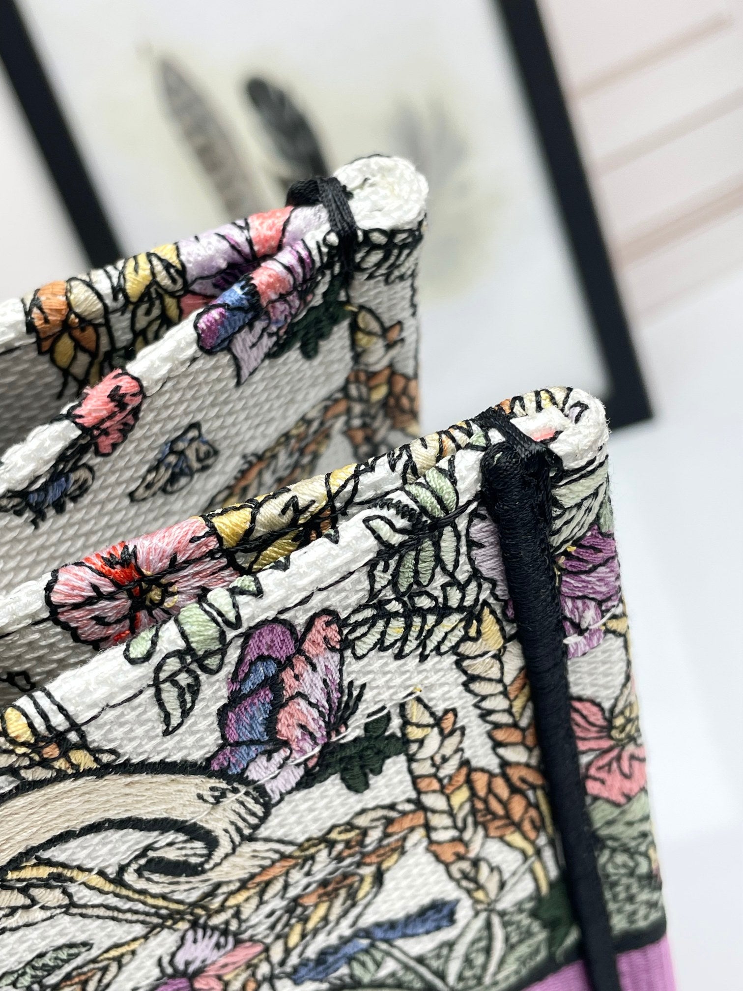 Dior Vintage Floral Canvas Tote Bag Large Shoulder Handbag
