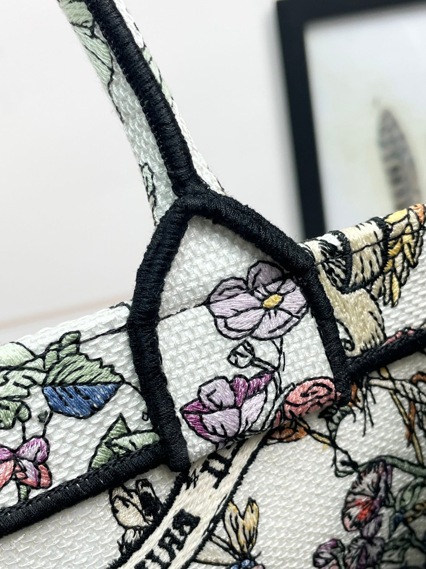 Dior Vintage Floral Canvas Tote Bag Large Shoulder Handbag