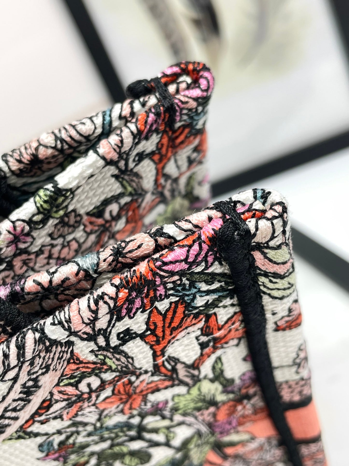 Dior Vintage Floral Tapestry Canvas Tote Bag with Top Handles