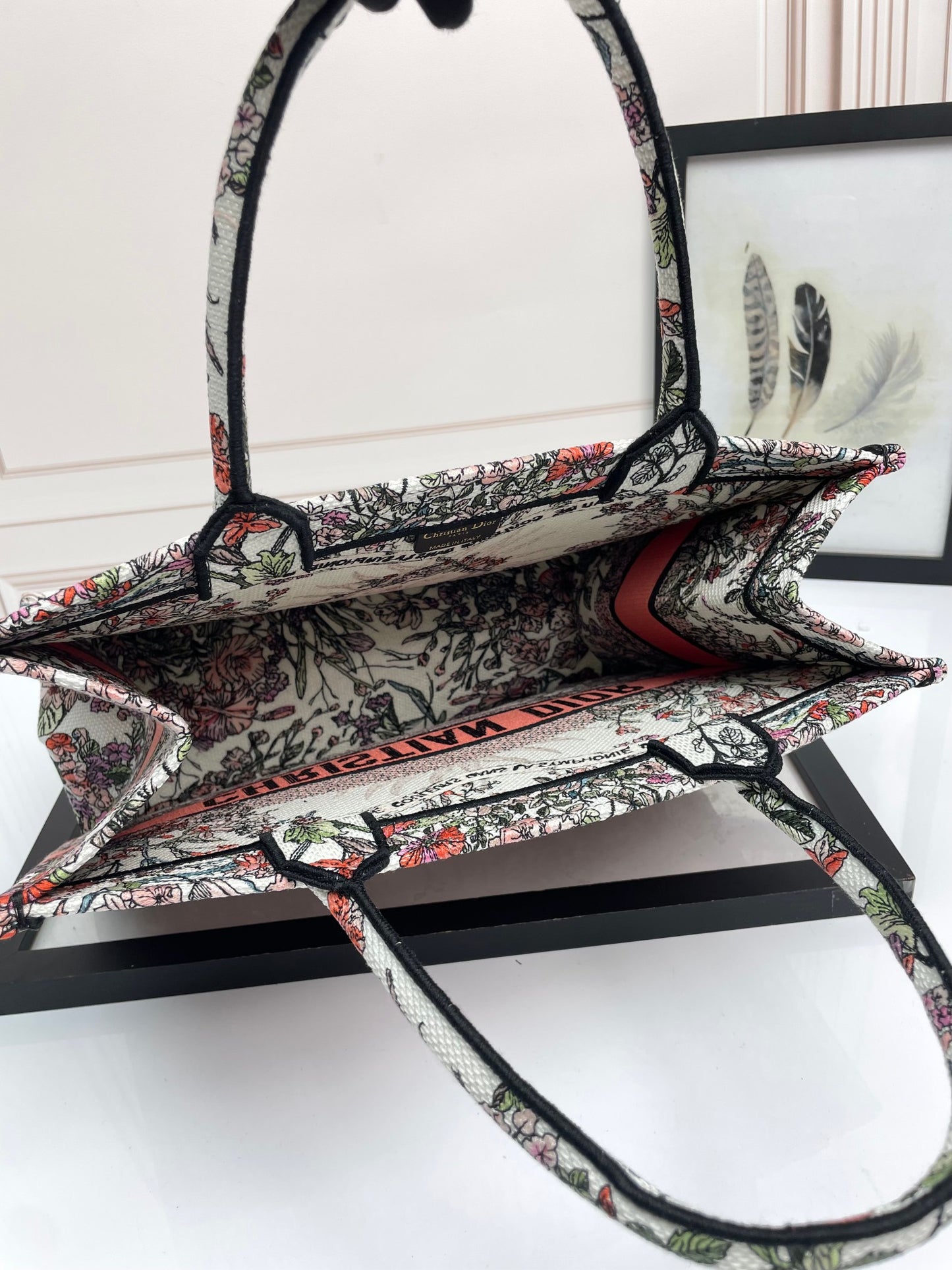Dior Embroidered Floral Canvas Tote Bag Luxury Style Shoulder Handbag