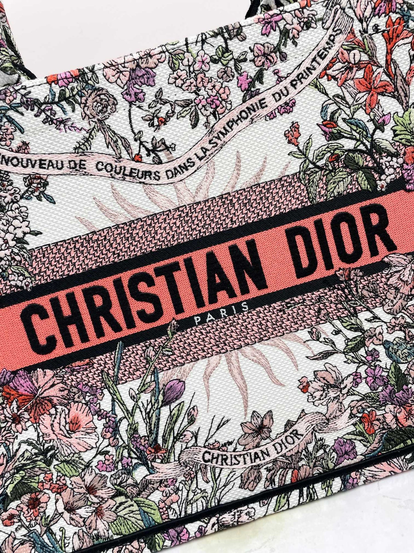Dior Embroidered Floral Canvas Tote Bag Luxury Style Shoulder Handbag