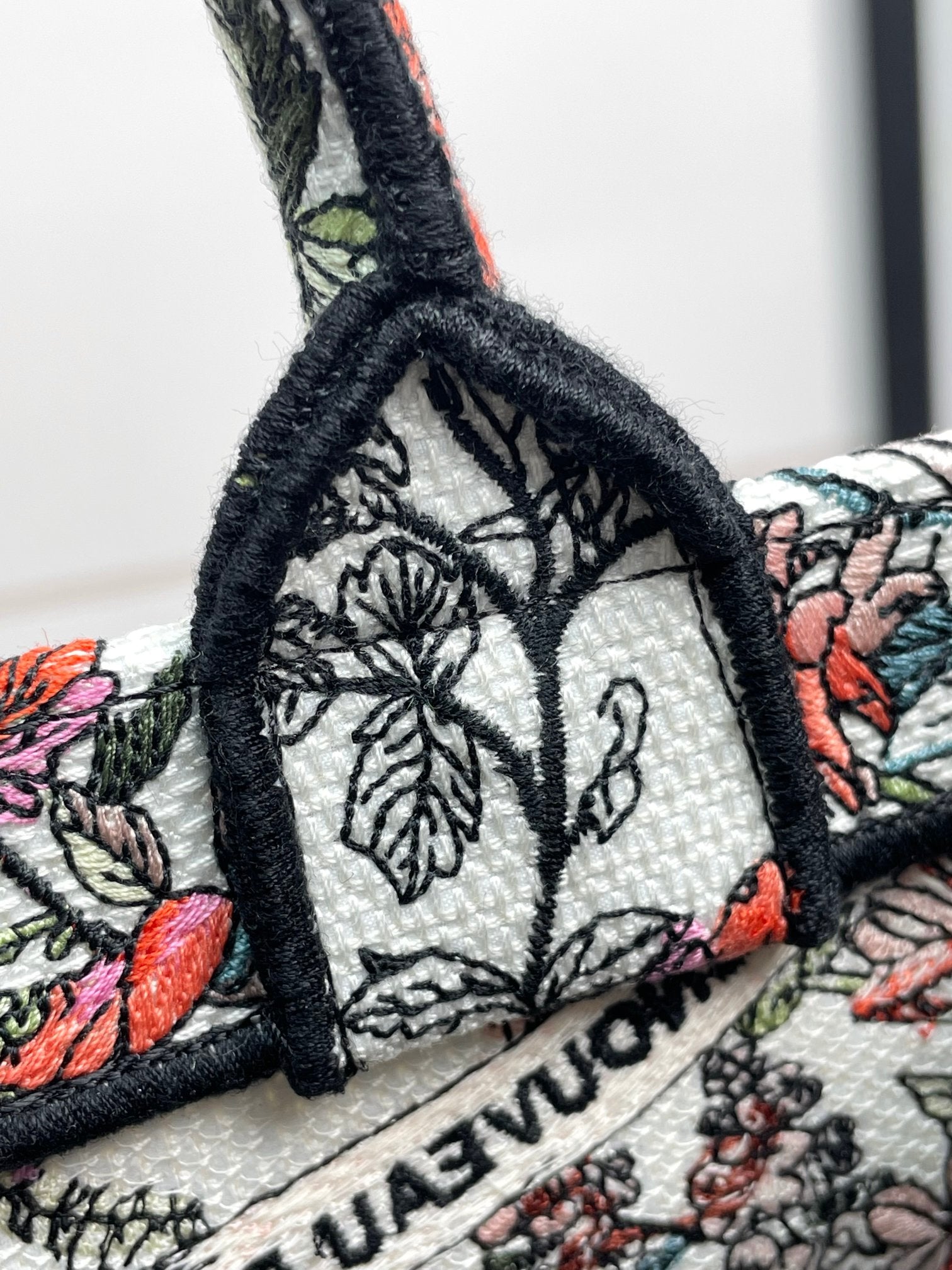 Dior Vintage Floral Embroidered Canvas Tote Bag Large Handbag