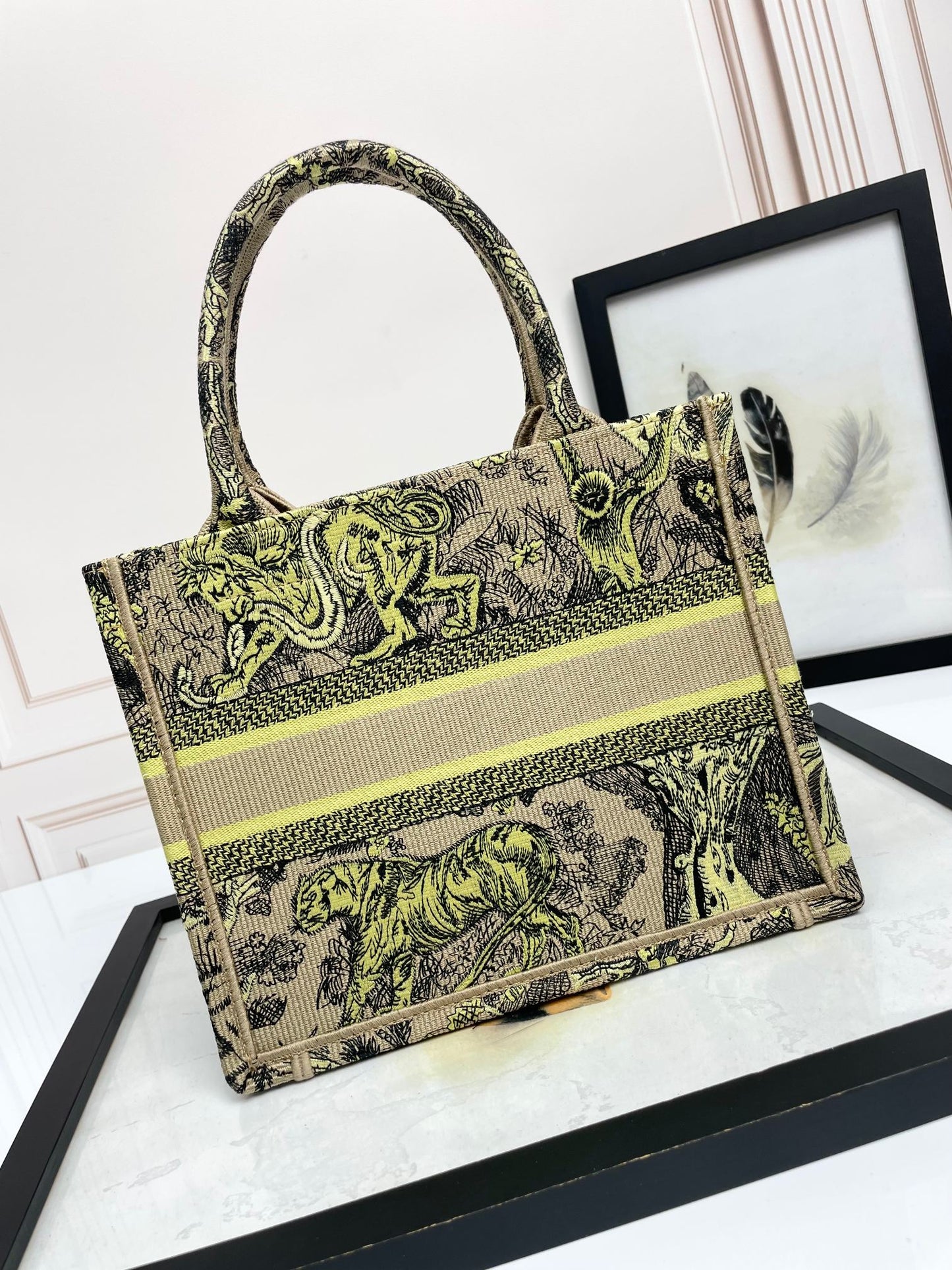 Dior Embroidered Tiger Jungle Canvas Tote Bag Luxury Handbag