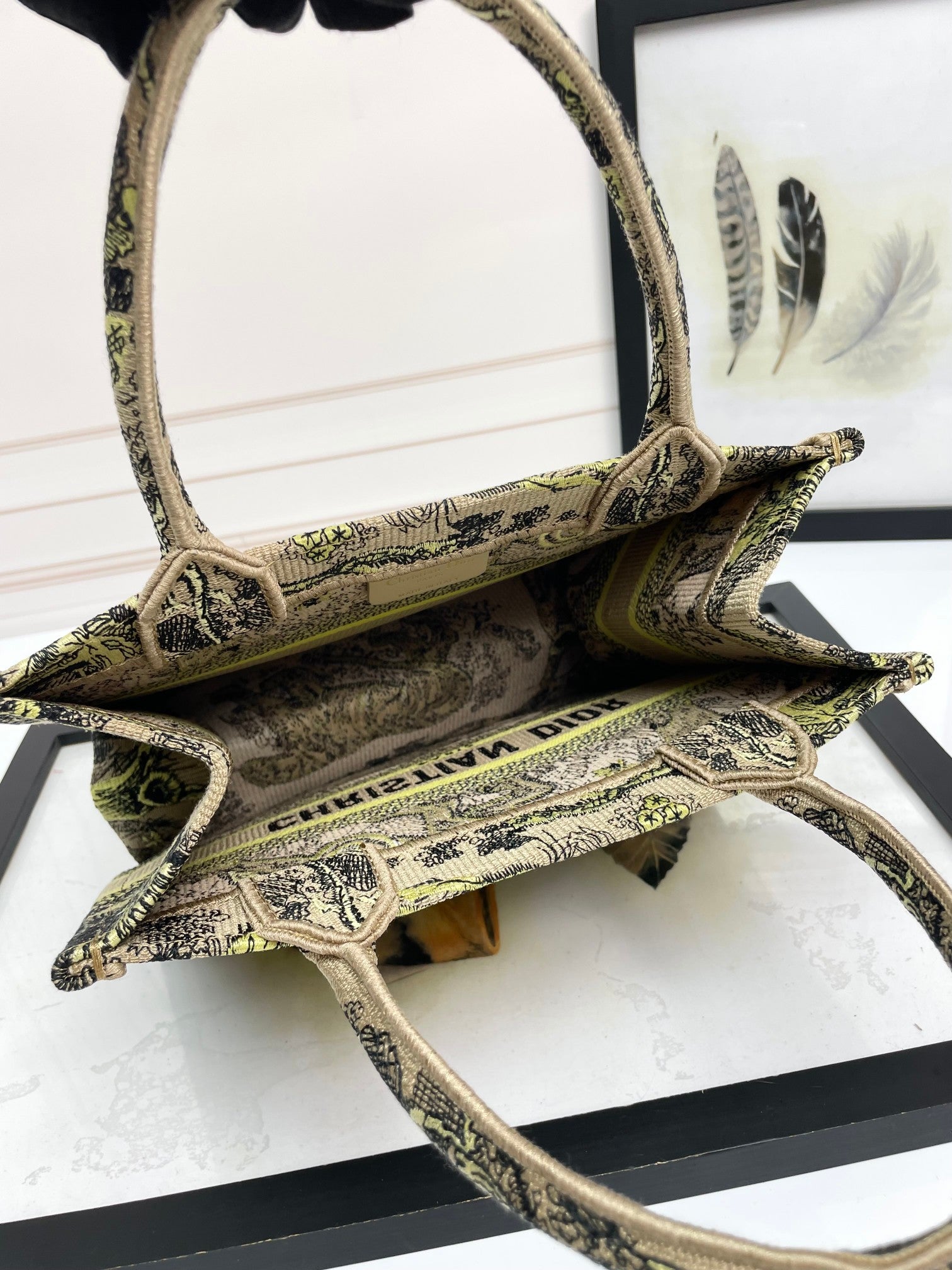Dior Vintage Toile Animal Pattern Embroidered Canvas Tote Bag