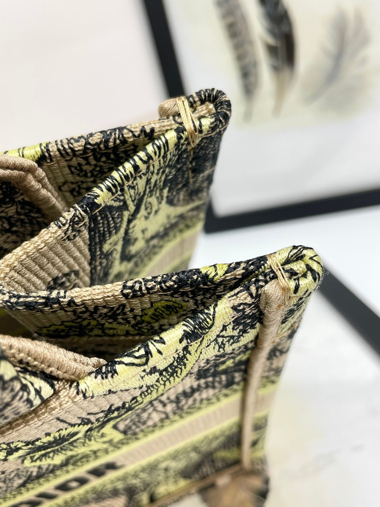 Dior Embroidered Safari Animal Tapestry Tote Bag with Top Handles