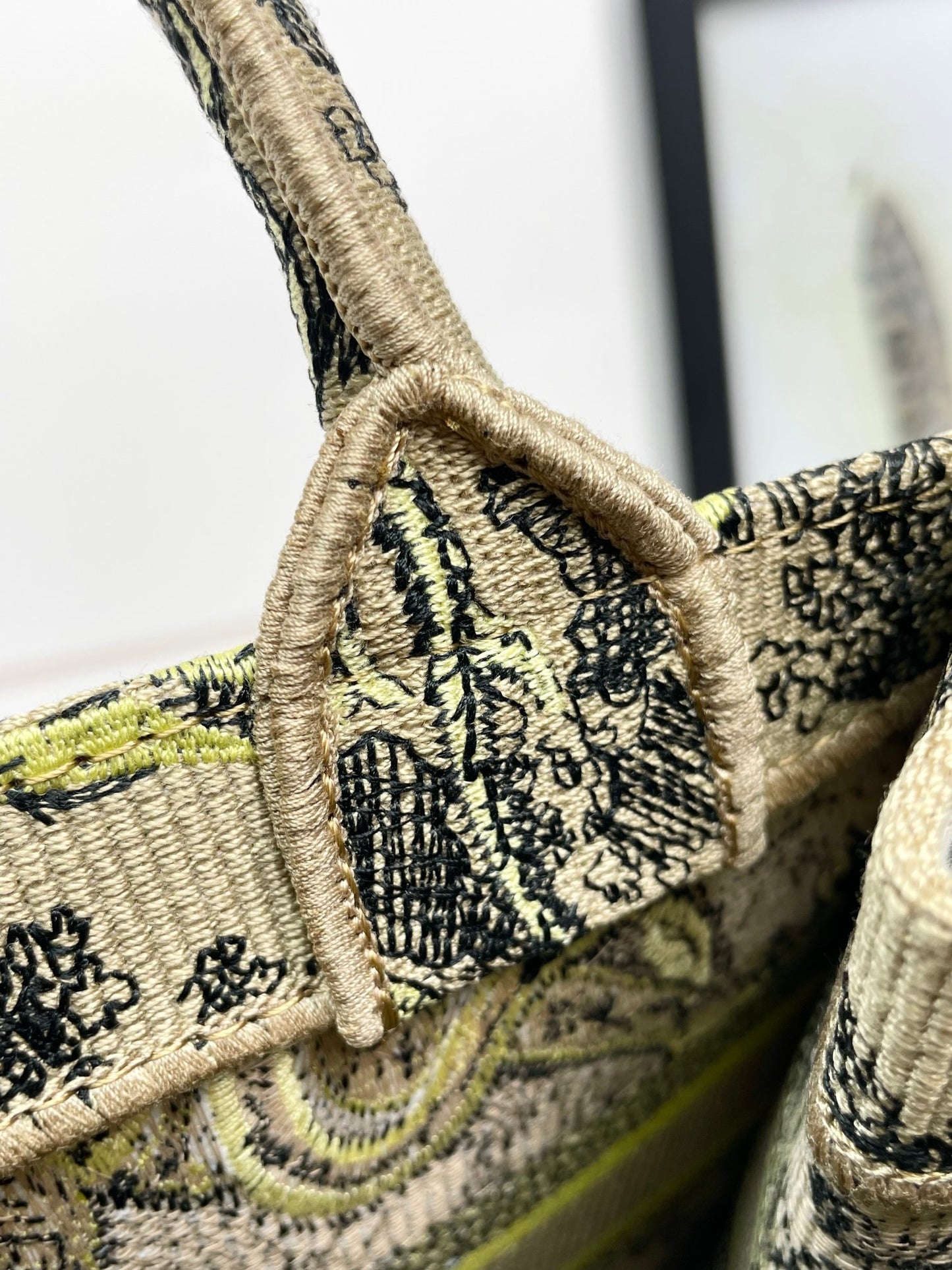 Dior Vintage Jungle Tiger Embroidered Canvas Tote Bag Large Capacity Handbag