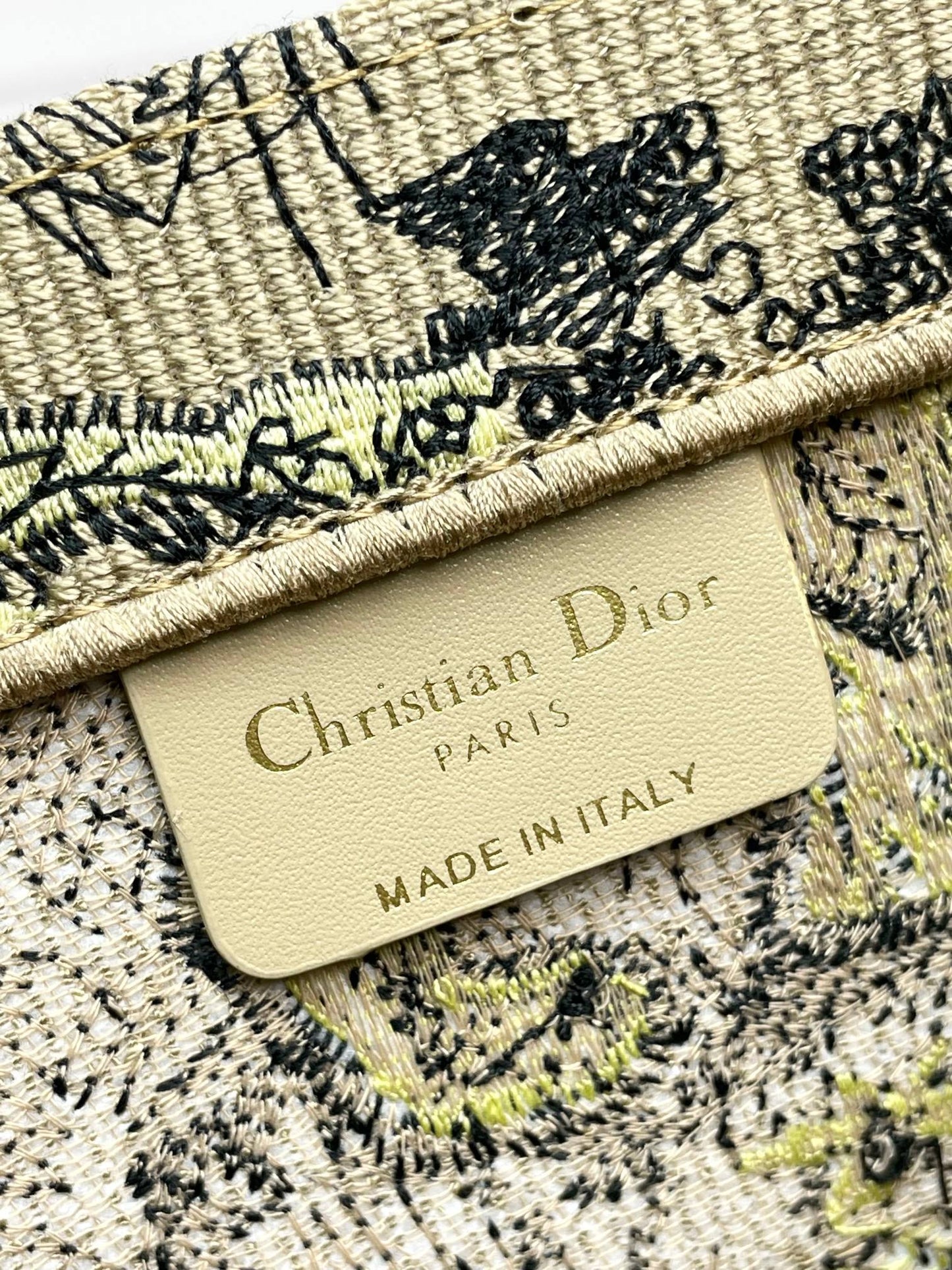 Dior Vintage Jungle Tiger Embroidered Canvas Tote Bag Large Capacity Handbag