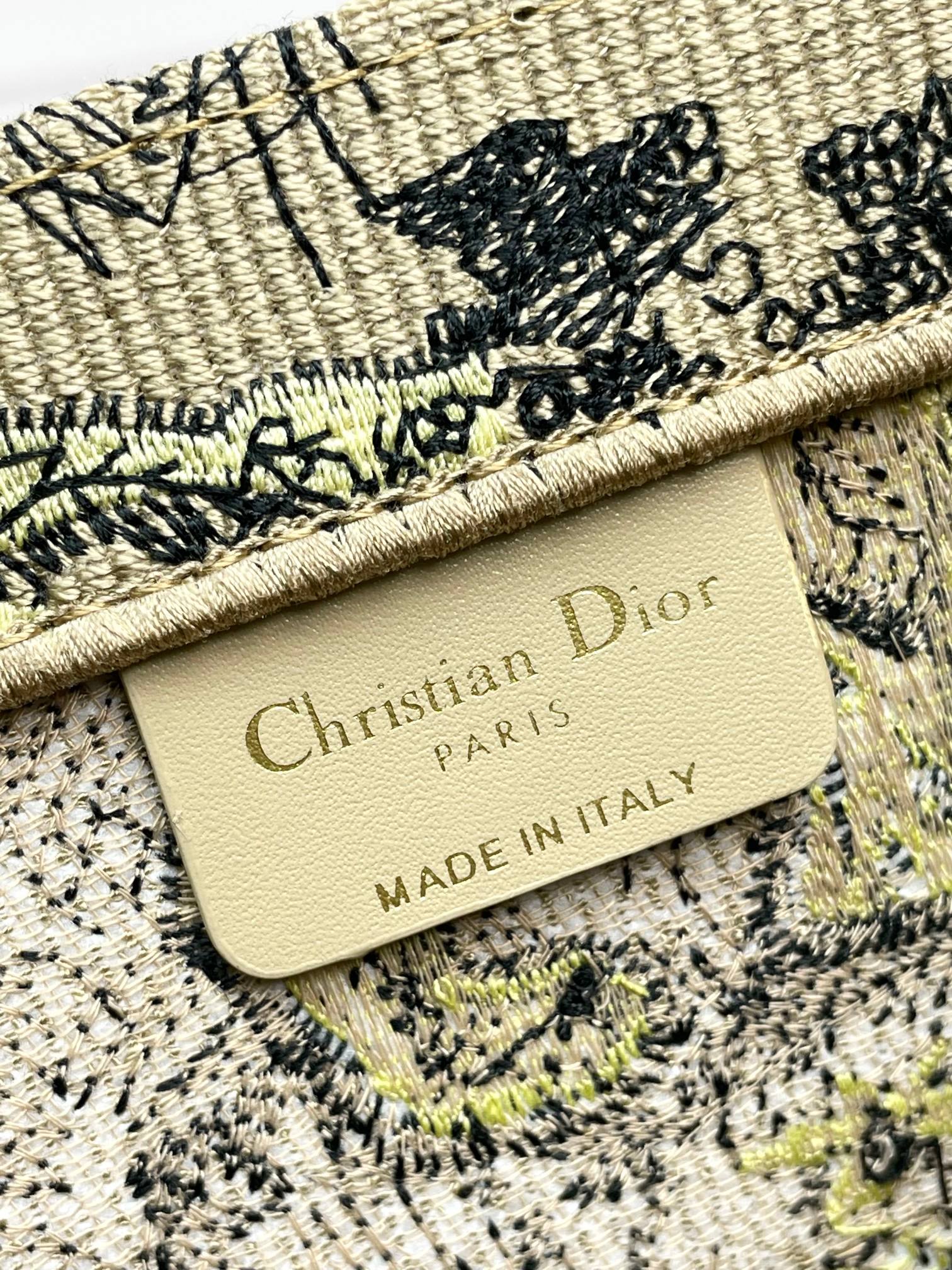 Dior Embroidered Jungle Animal Print Canvas Tote Bag with Top Handles