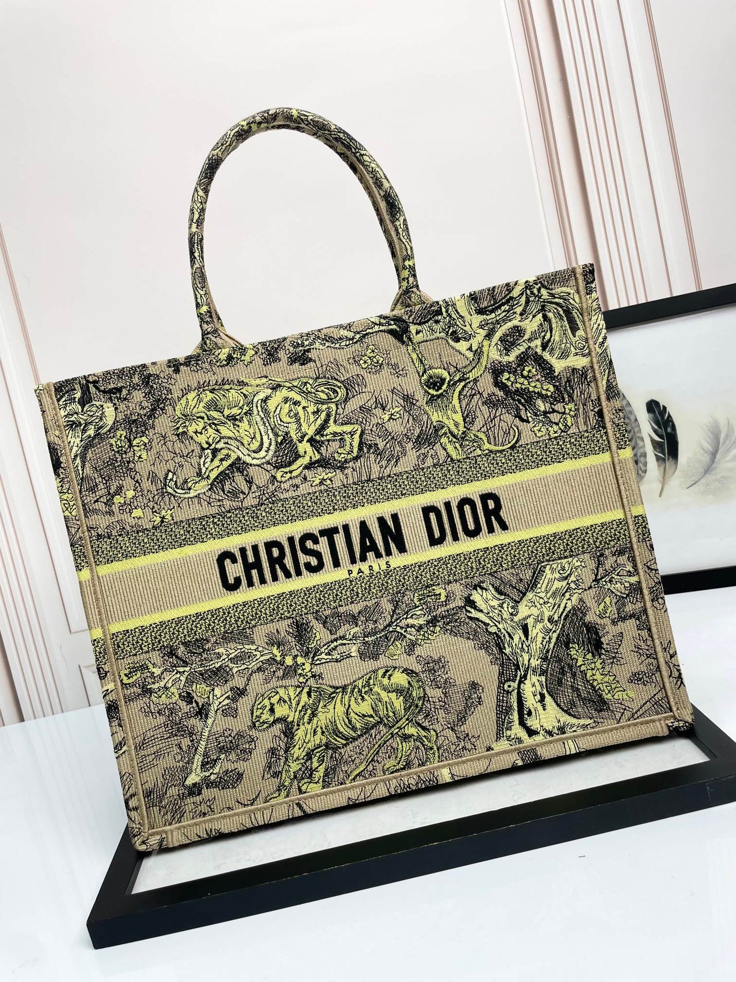 Christian Dior Large Book Tote Bag in Embroidered Canvas
