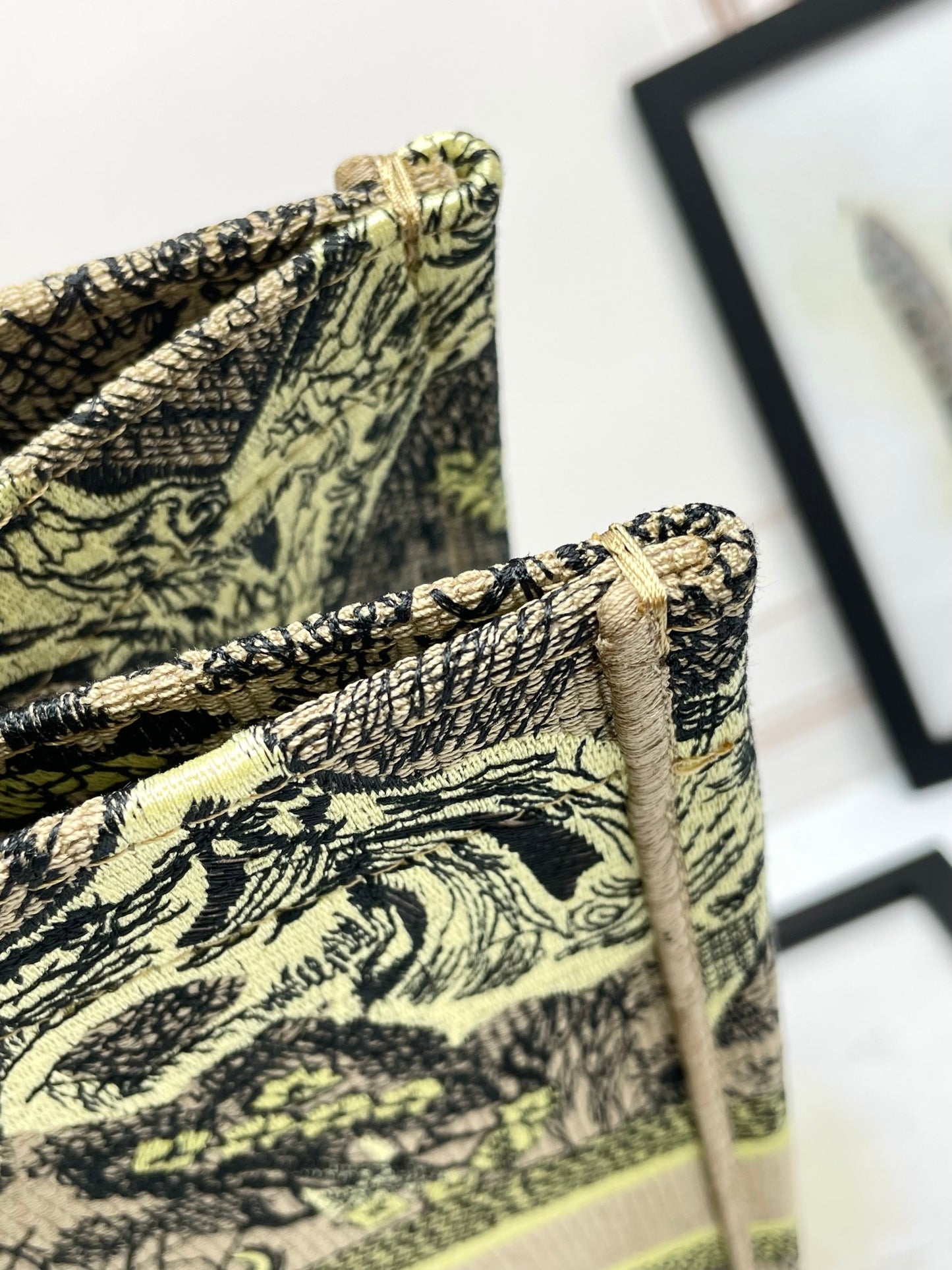 Dior Embroidered Jungle Animal Canvas Tote Bag Vintage Shoulder Handbag
