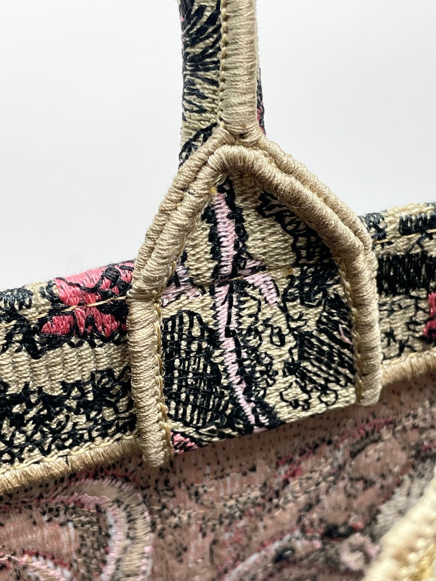 Dior Vintage Embroidered Jungle Animal Canvas Tote Bag with Top Handles
