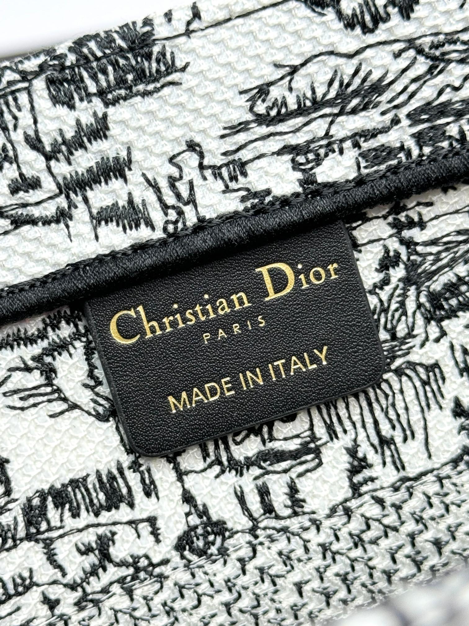 Dior Black and White City Print Canvas Tote Bag with Top Handles