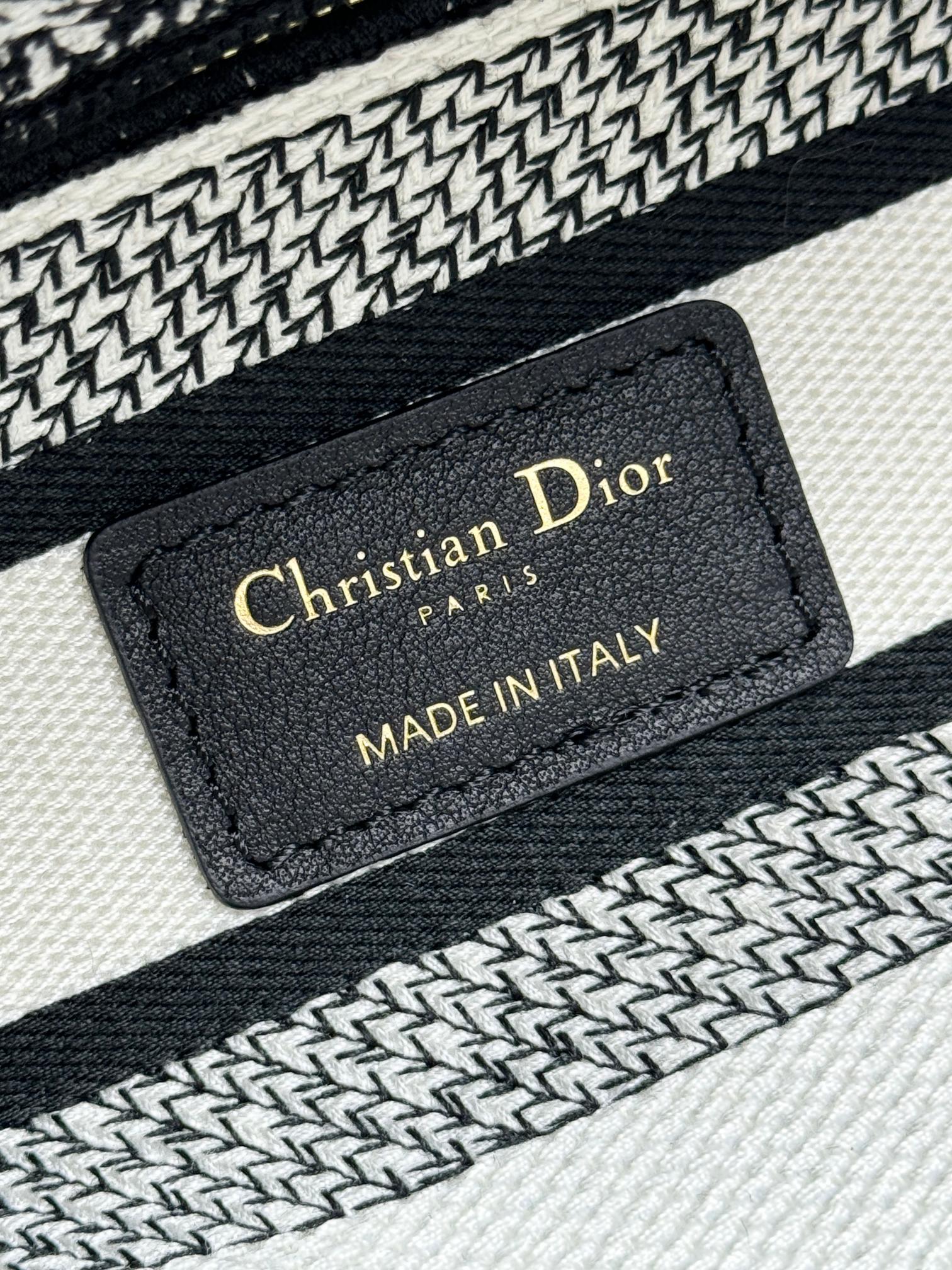 Dior Elegant Black and White Embroidered Toile Top Handle Handbag