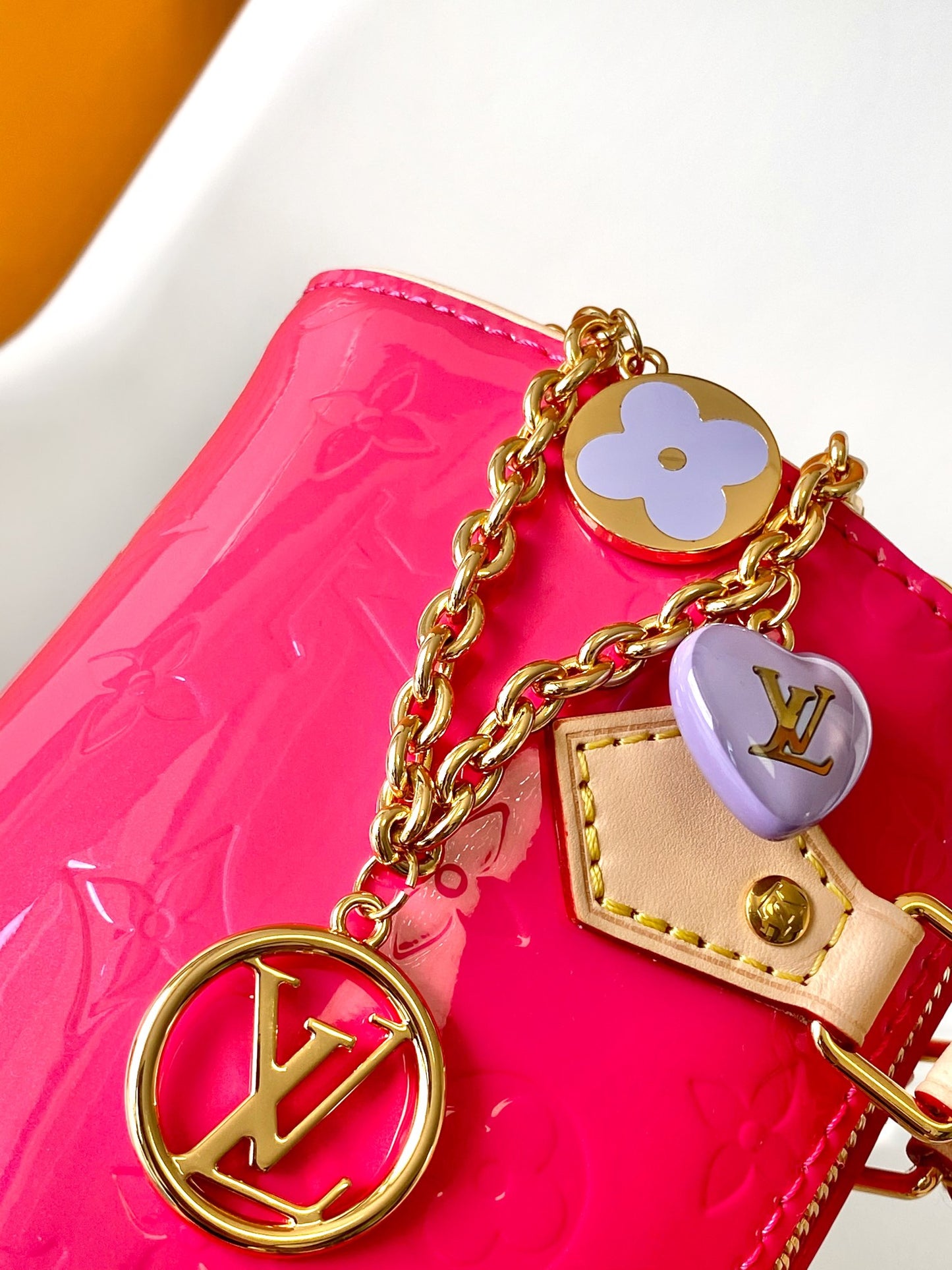 Louis Vuitton Bright Pink Embossed Patent Leather Mini Top Handle Crossbody Bag