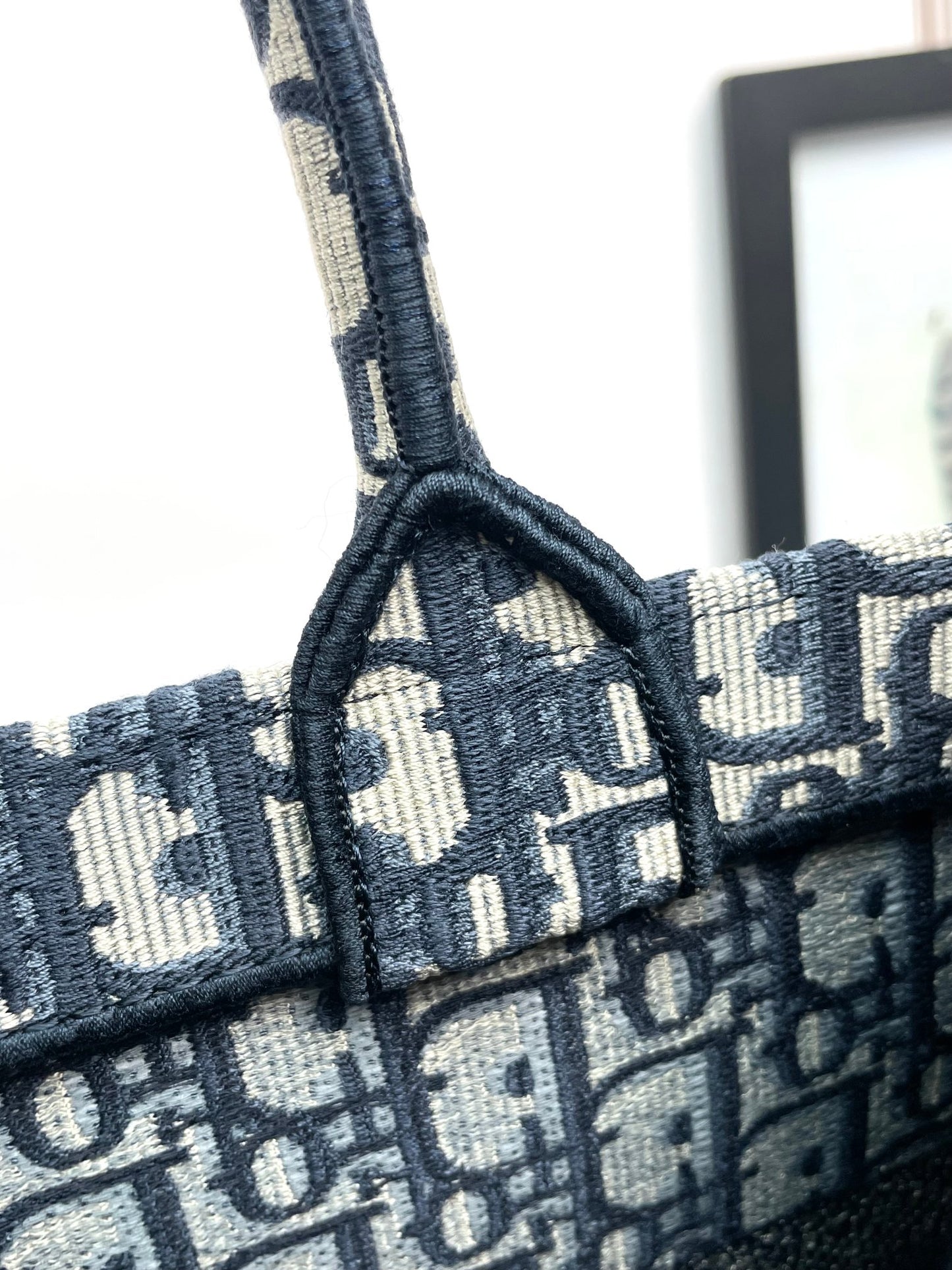 Christian Dior Blue Dior Oblique Embroidered Book Tote Bag