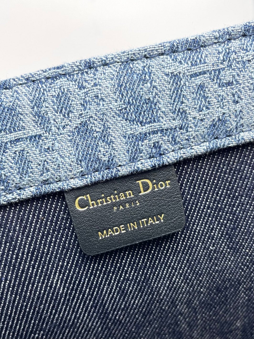 Dior Blue Denim Monogram Embroidered Top Handle Canvas Tote Bag