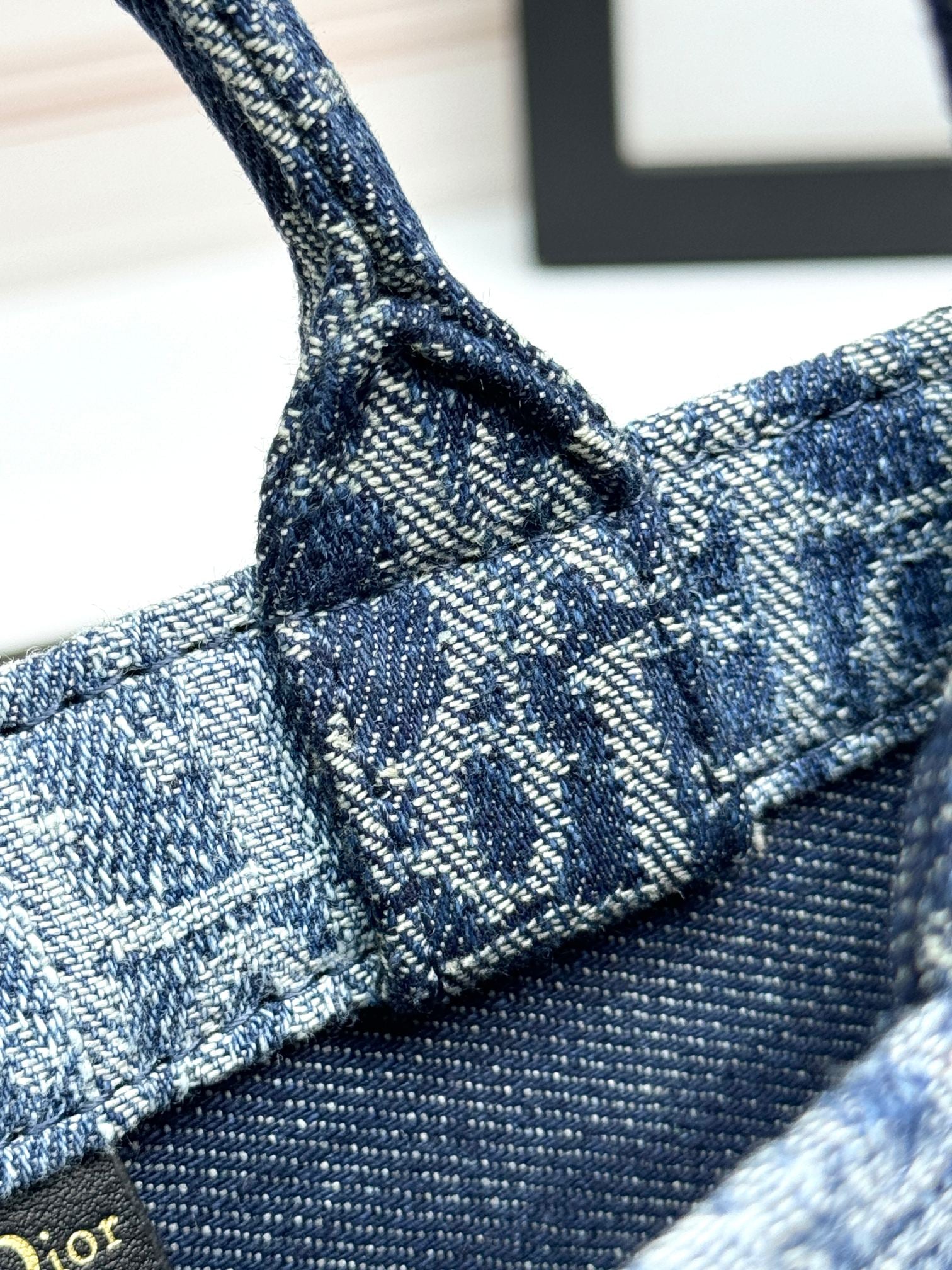 Christian Dior Mini Book Tote Blue Oblique Denim Handbag with Strap