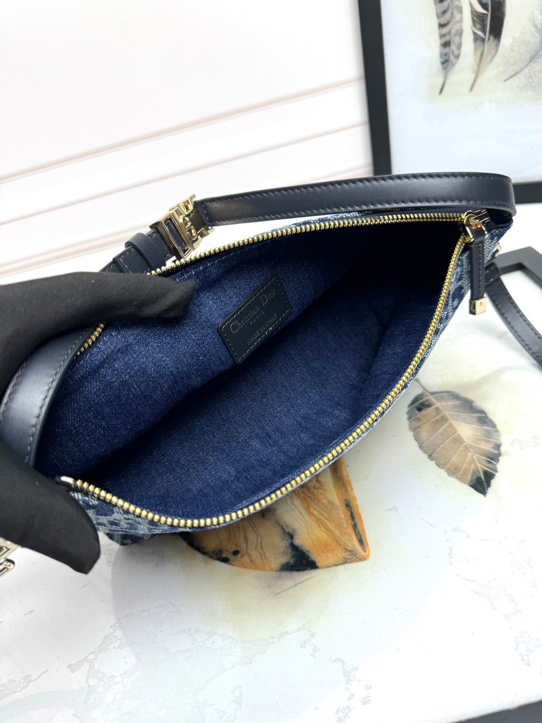 Dior Vintage Monogram Canvas Baguette Shoulder Bag with Crossbody Strap