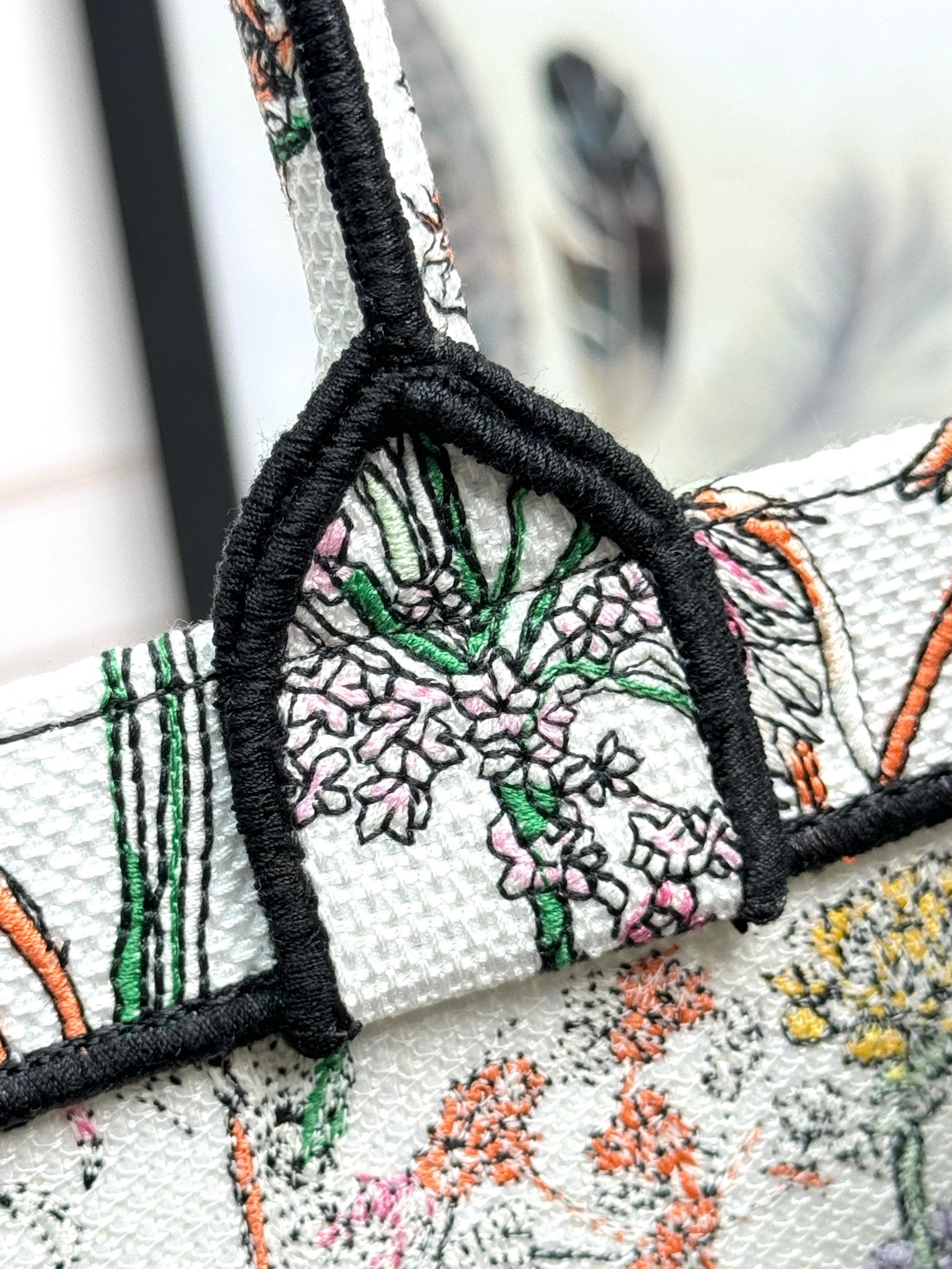 Christian Dior Book Tote Medium Floral Embroidery Canvas Bag