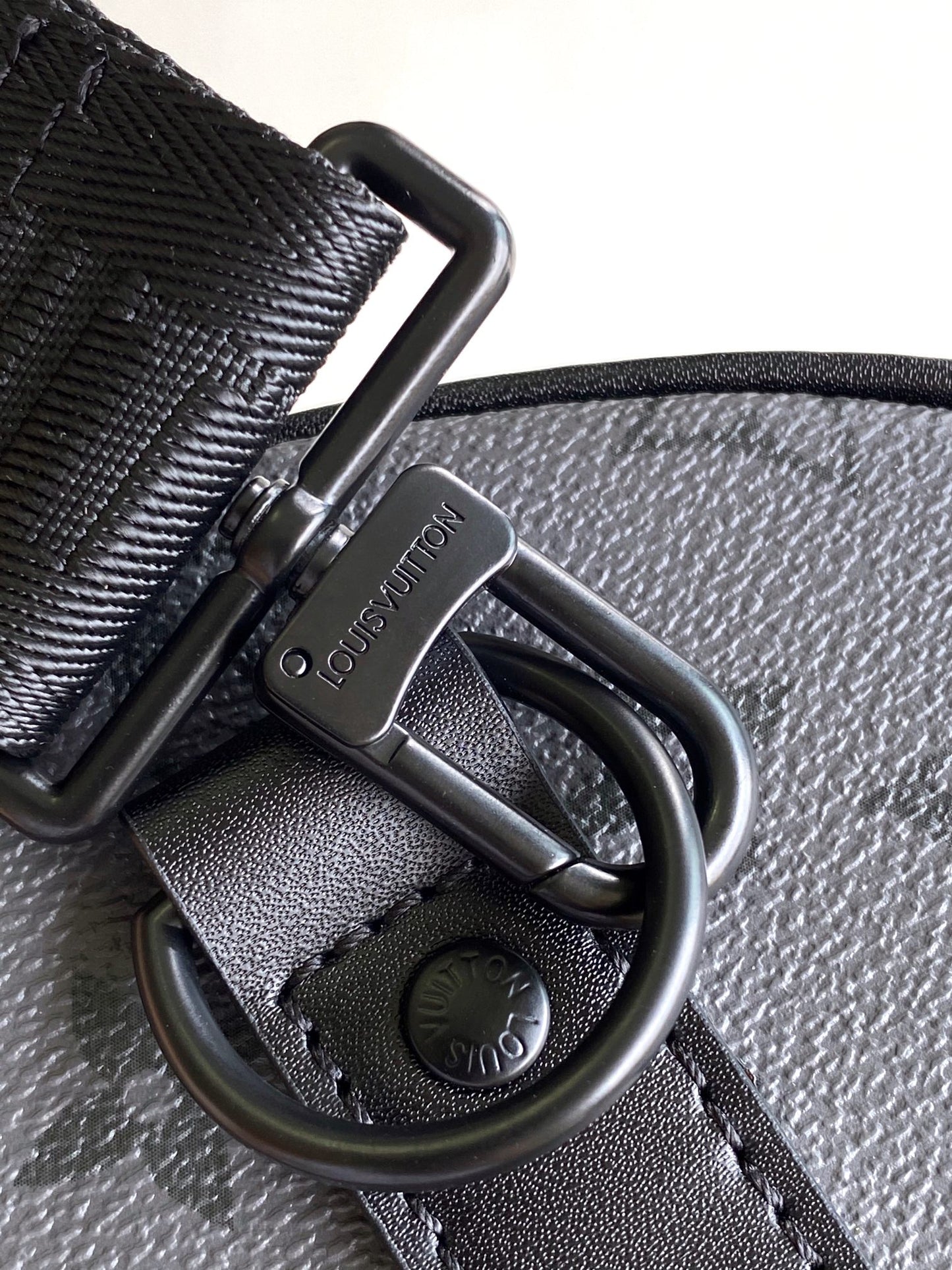 Louis Vuitton Charcoal Grey Monogram Duffle Bag with Turquoise Leather Accents