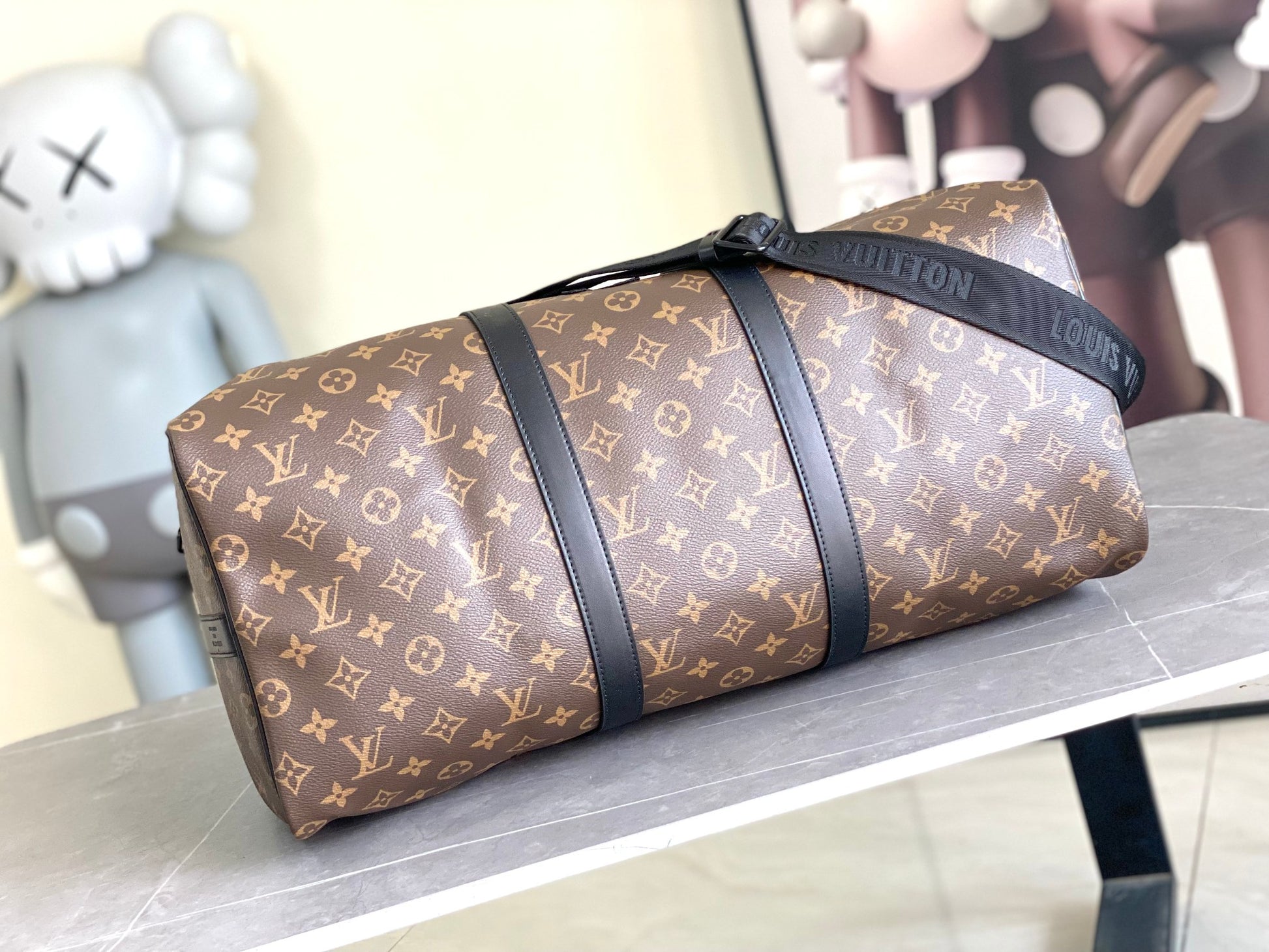 Louis Vuitton Brown Monogram Canvas Travel Duffle Bag with Cartoon Print