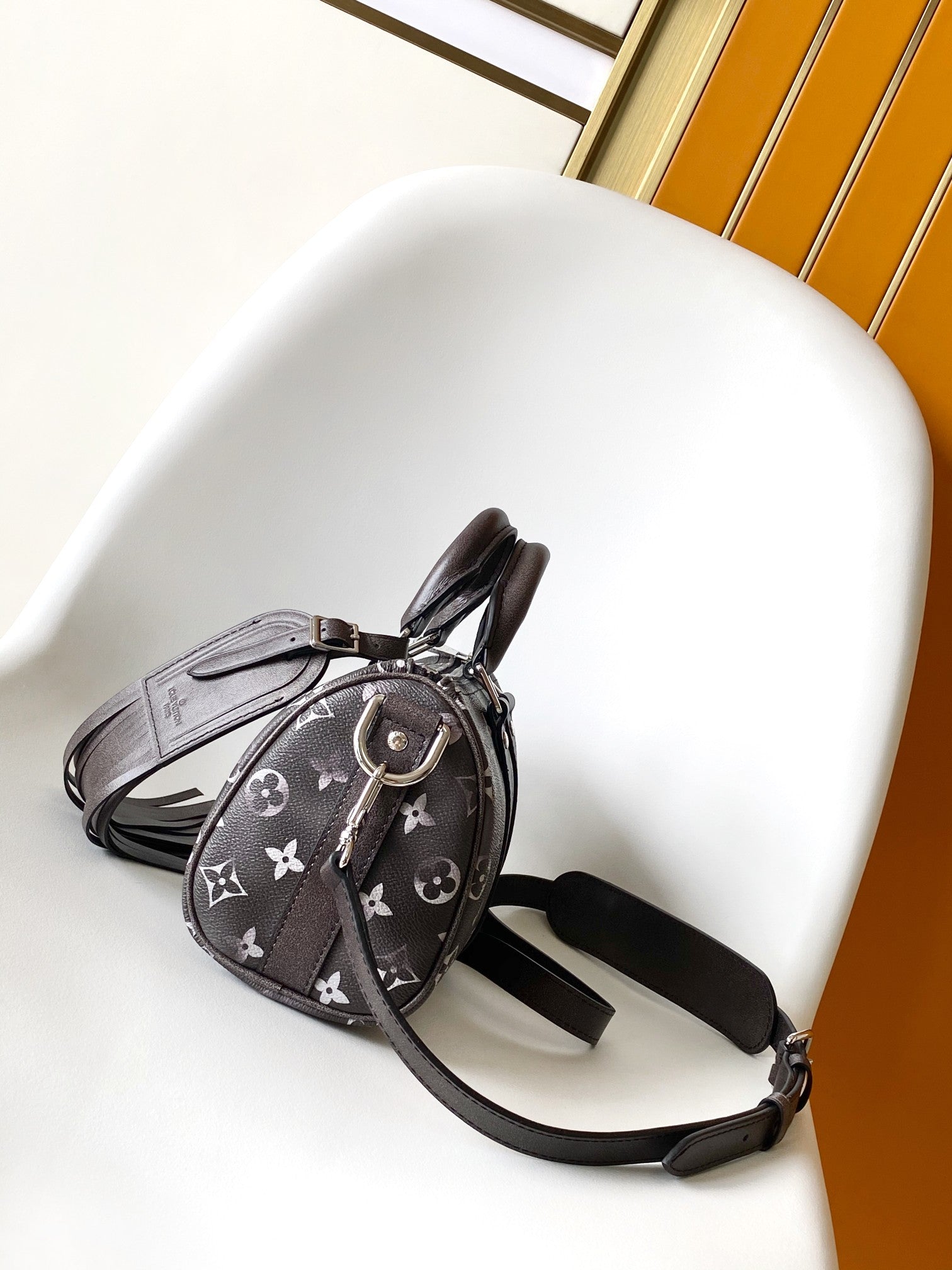 Louis Vuitton Charcoal Gray Monogram Canvas Duffle Bag with Fringe Strap