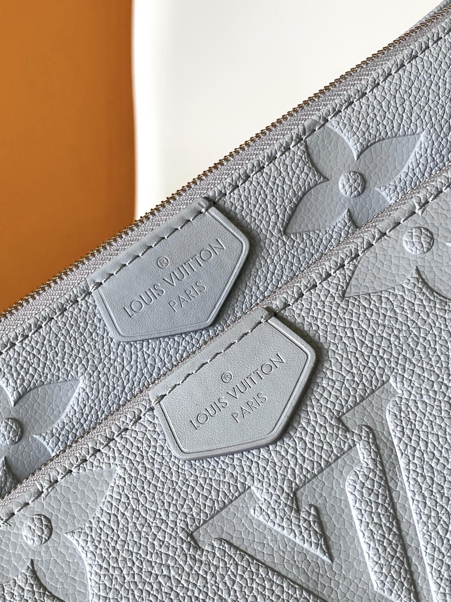 Louis Vuitton Light Blue Embossed Monogram Leather Crossbody Bag with Chain Strap
