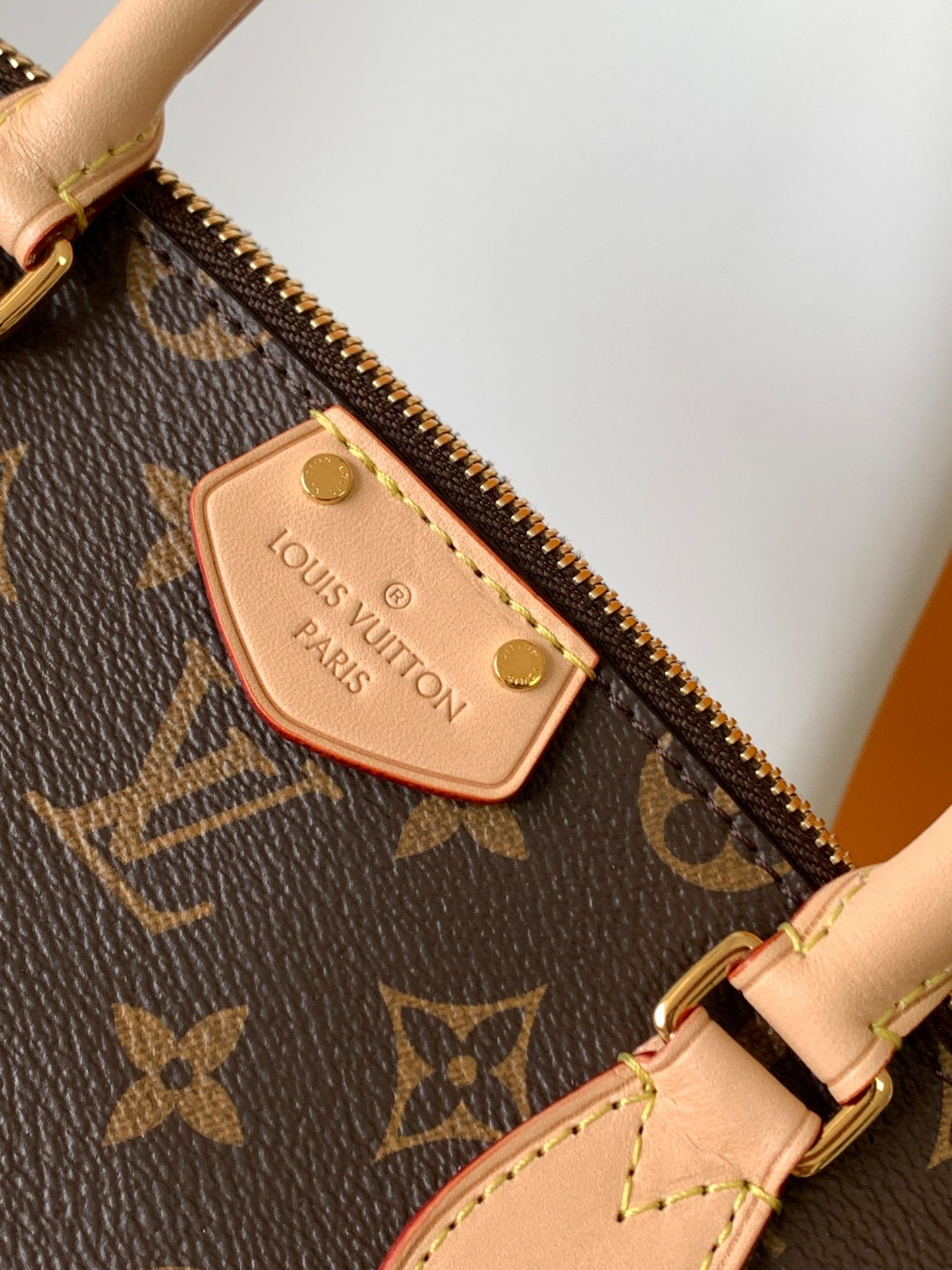 Louis Vuitton Brown Monogram Pattern Canvas Handbag with Leather Strap
