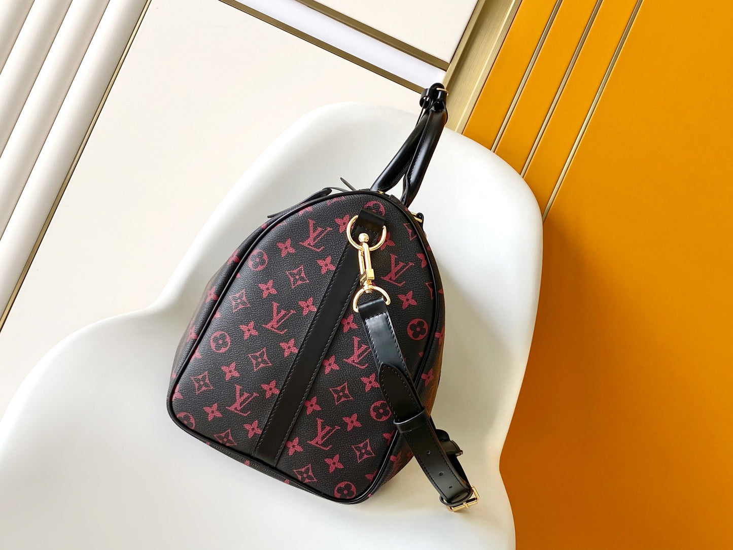Louis Vuitton Dark Brown Monogram Print Travel Duffle Bag with Shoulder Strap