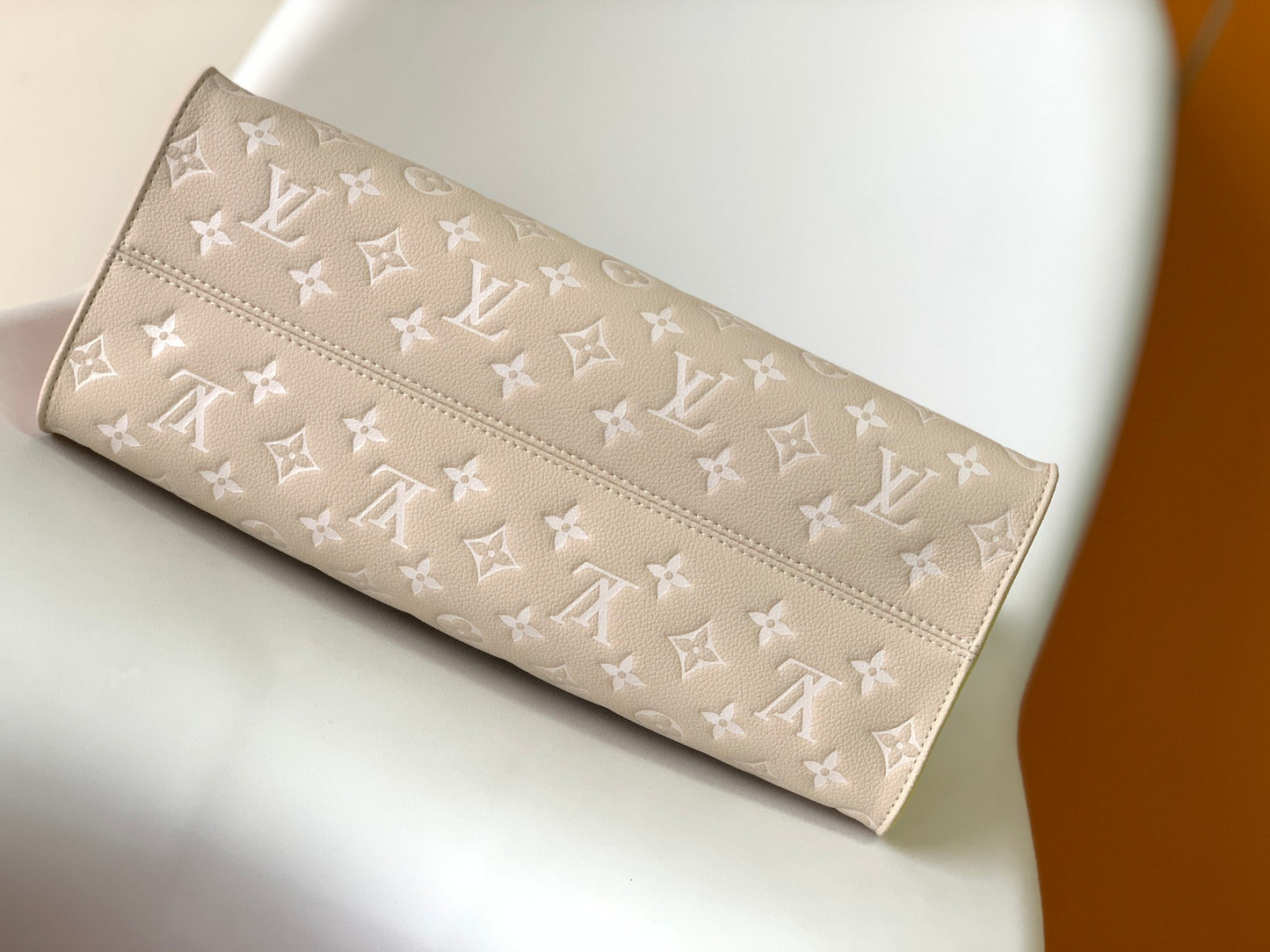 Louis Vuitton Pastel Pink Embossed Monogram Leather Tote Bag with Top Handles