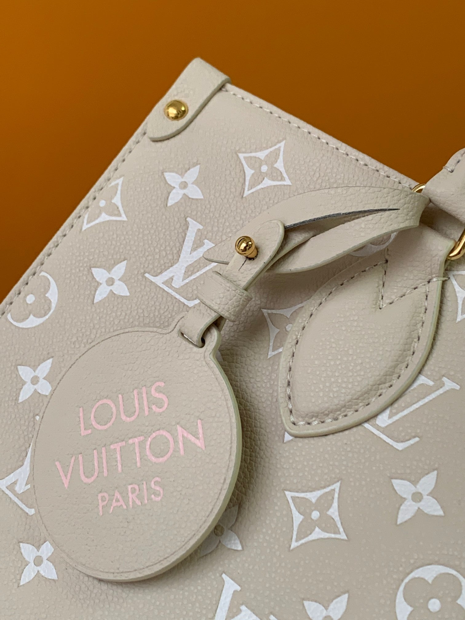 Louis Vuitton Pastel Pink Embossed Monogram Leather Tote Bag with Top Handles