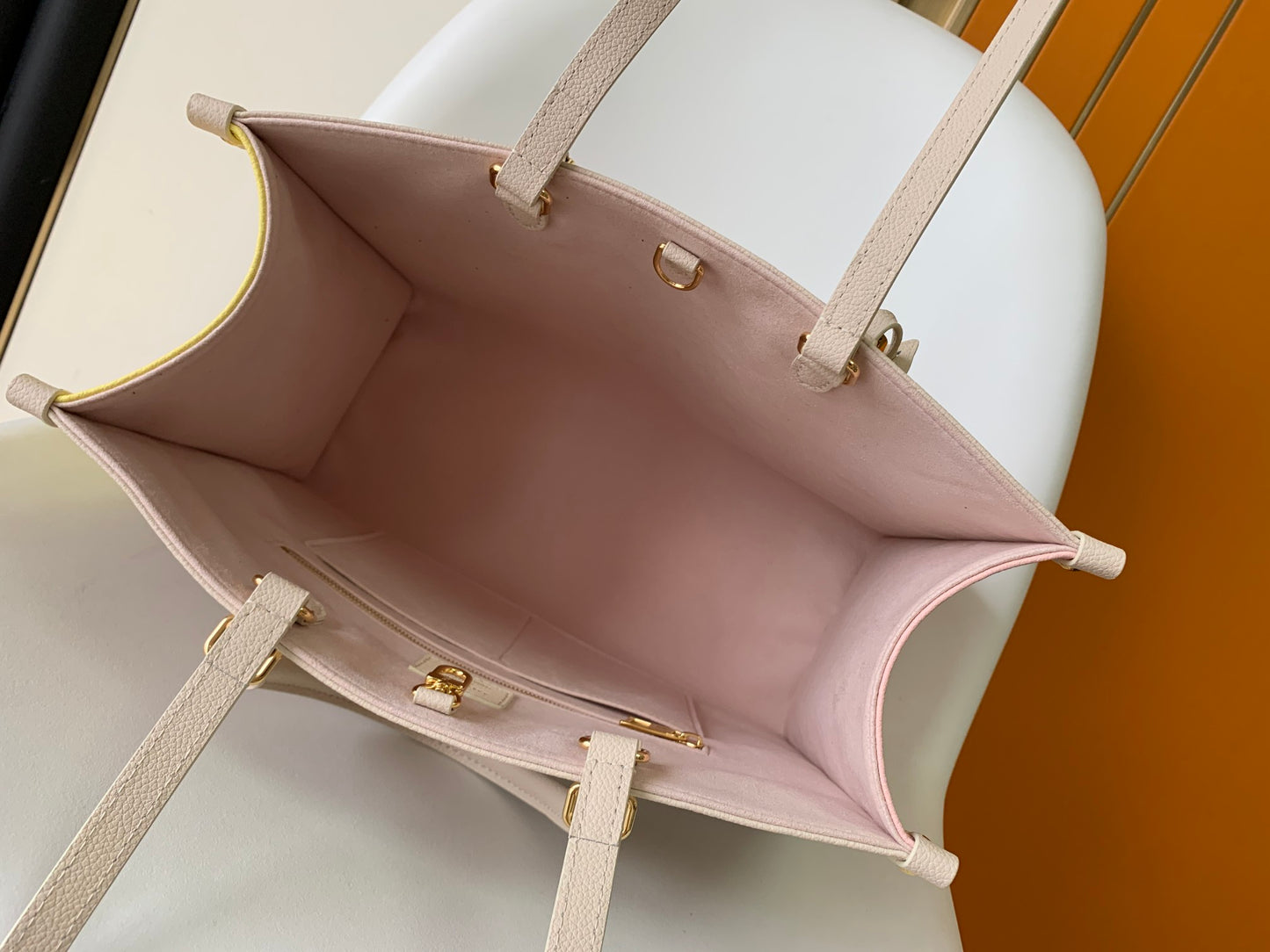 Louis Vuitton Pastel Pink Embossed Monogram Leather Tote Bag with Top Handles