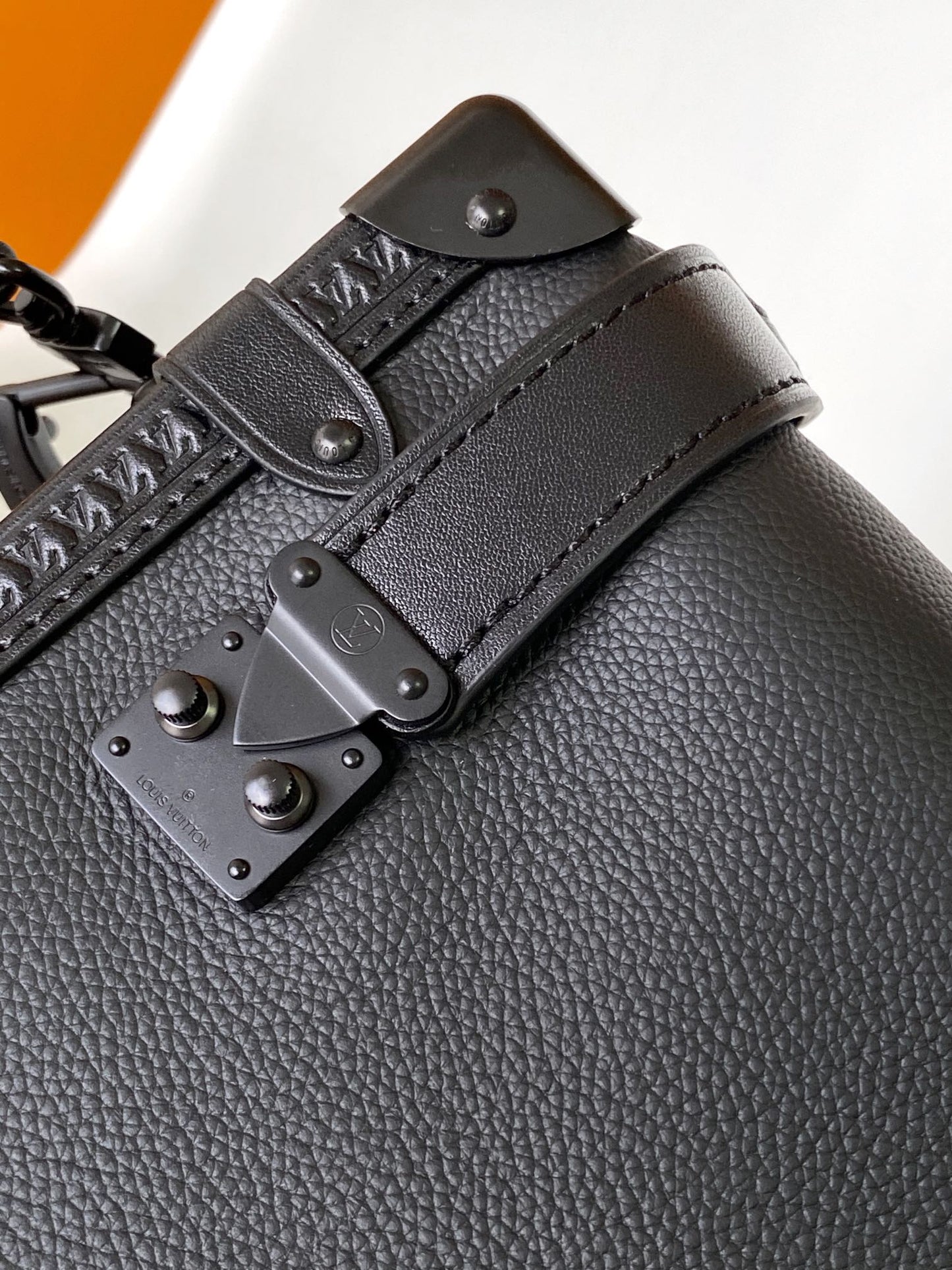 Louis Vuitton Elegant Black Underarm Shoulder Bag with Stud and Strap Details